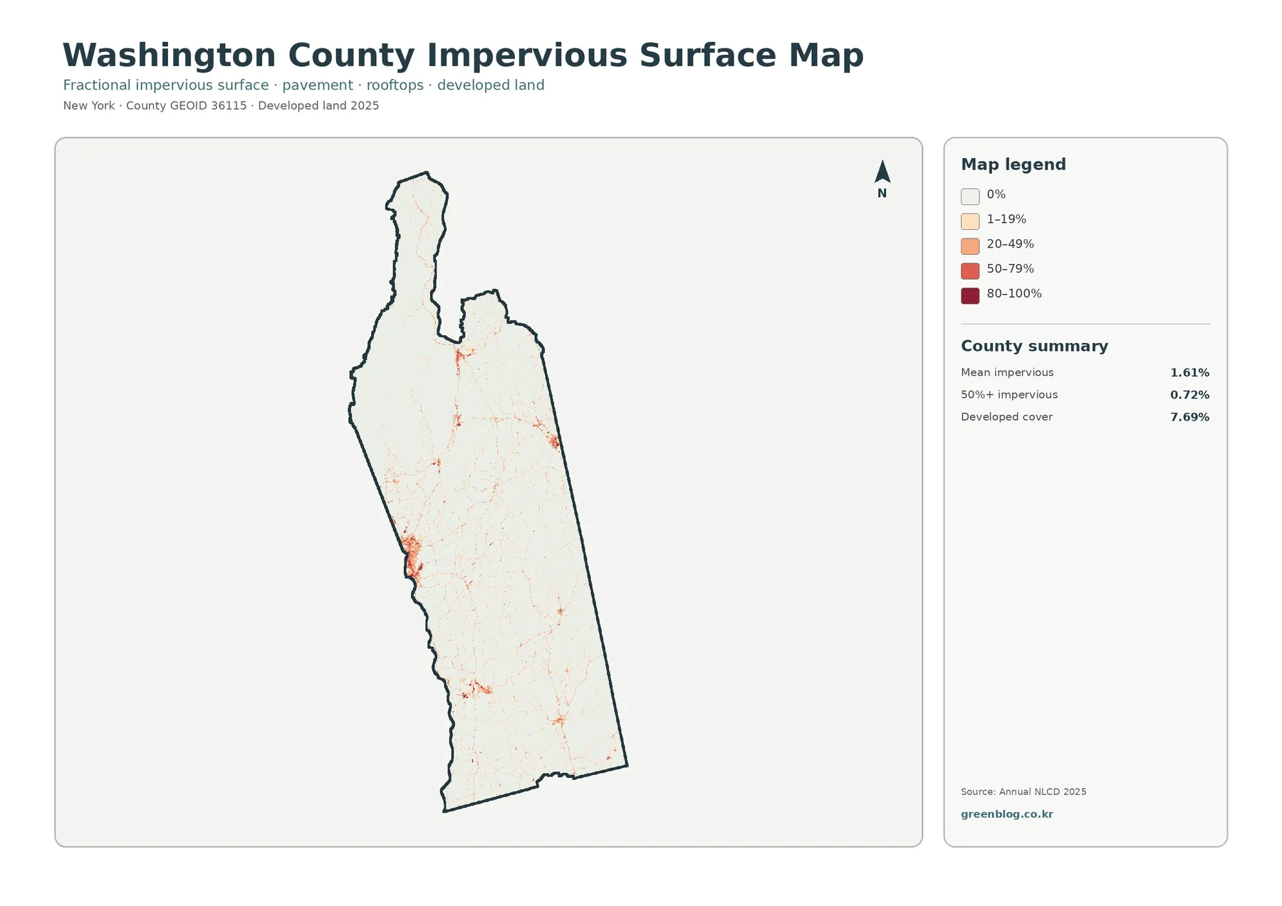 Washington County 불투수·개발지 지도