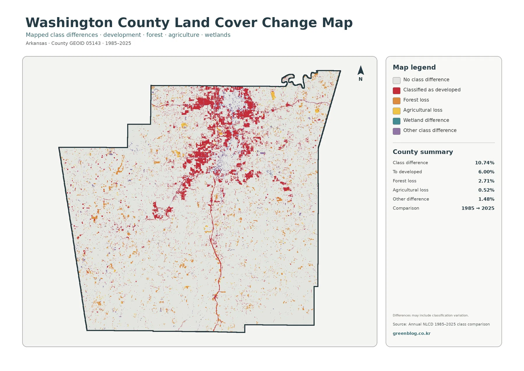 Washington County 토지 피복 변화 지도