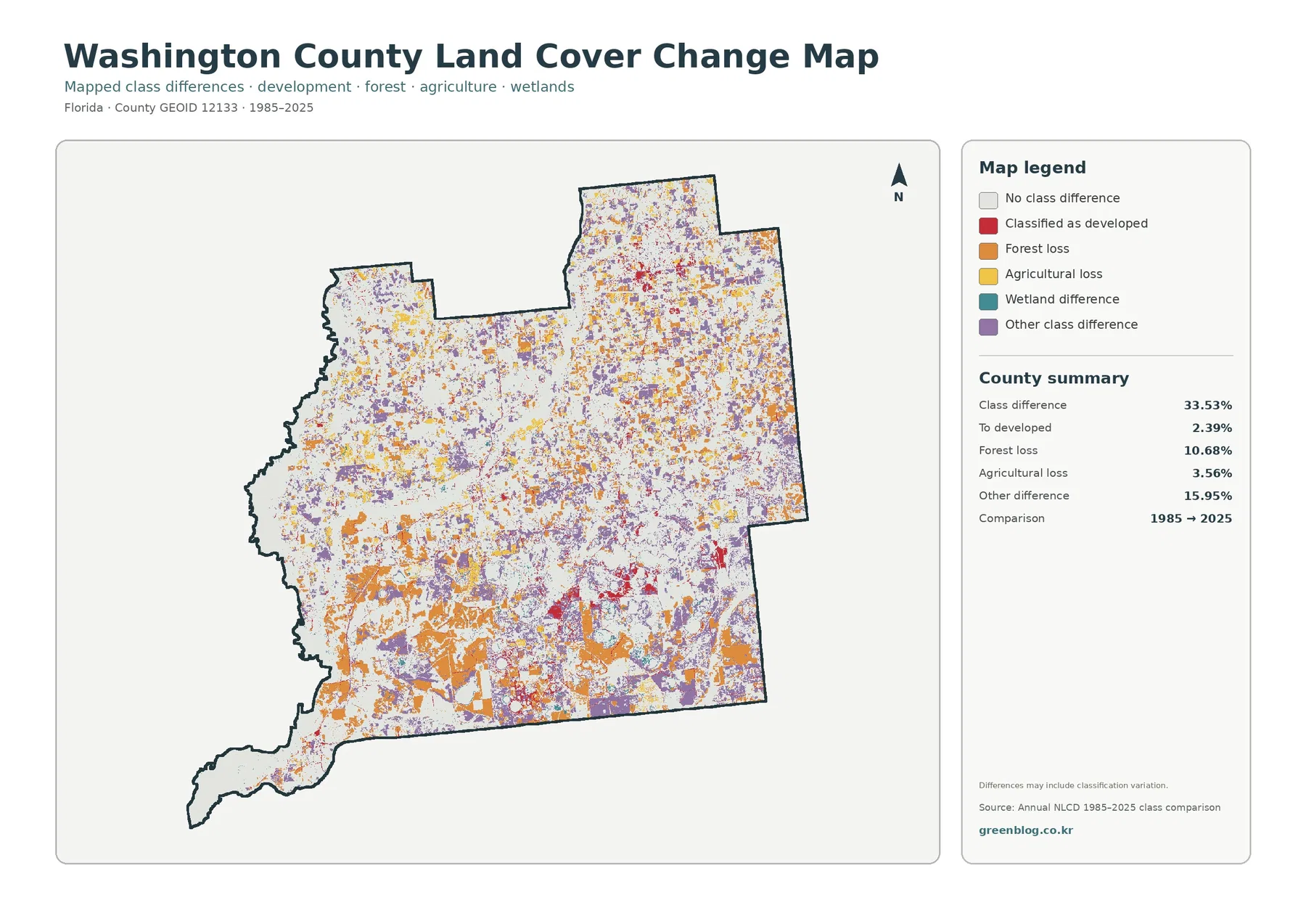 Washington County land cover change map
