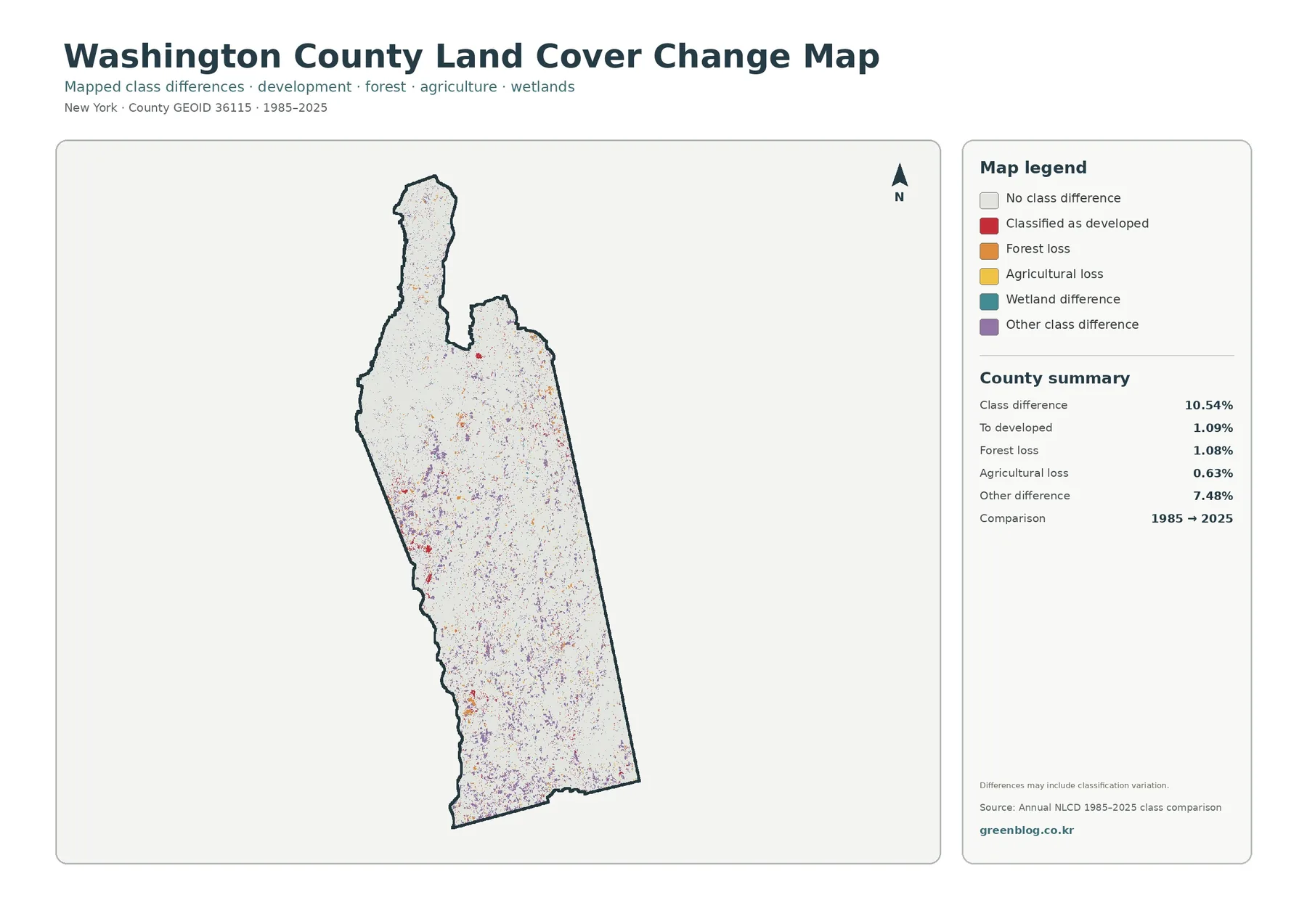 Washington County 토지 피복 변화 지도