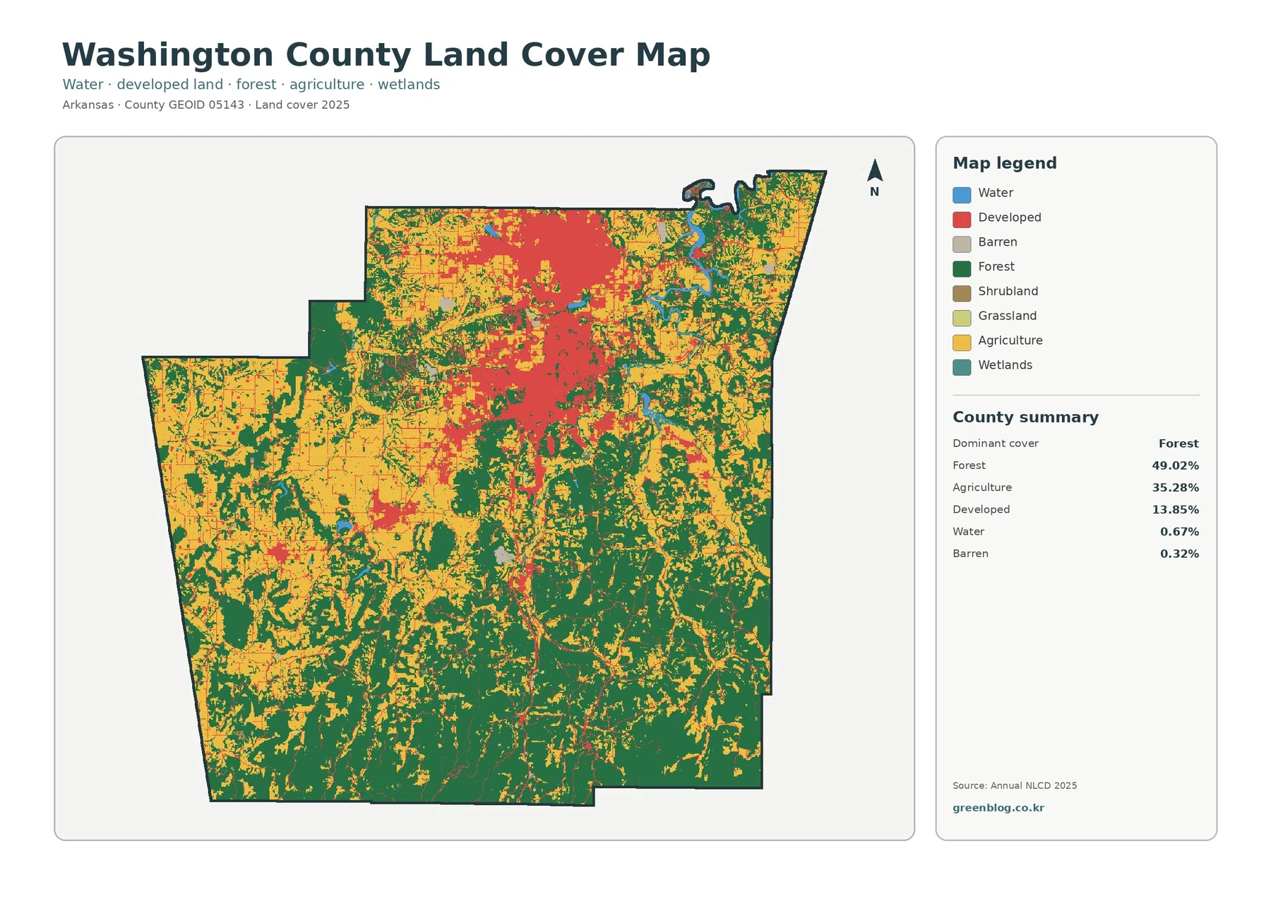 Washington County 토지 피복 지도