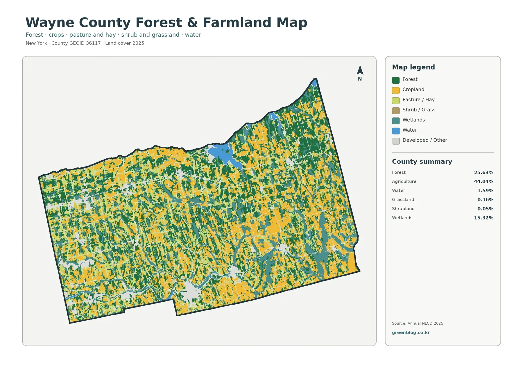 Wayne County forest and farmland map