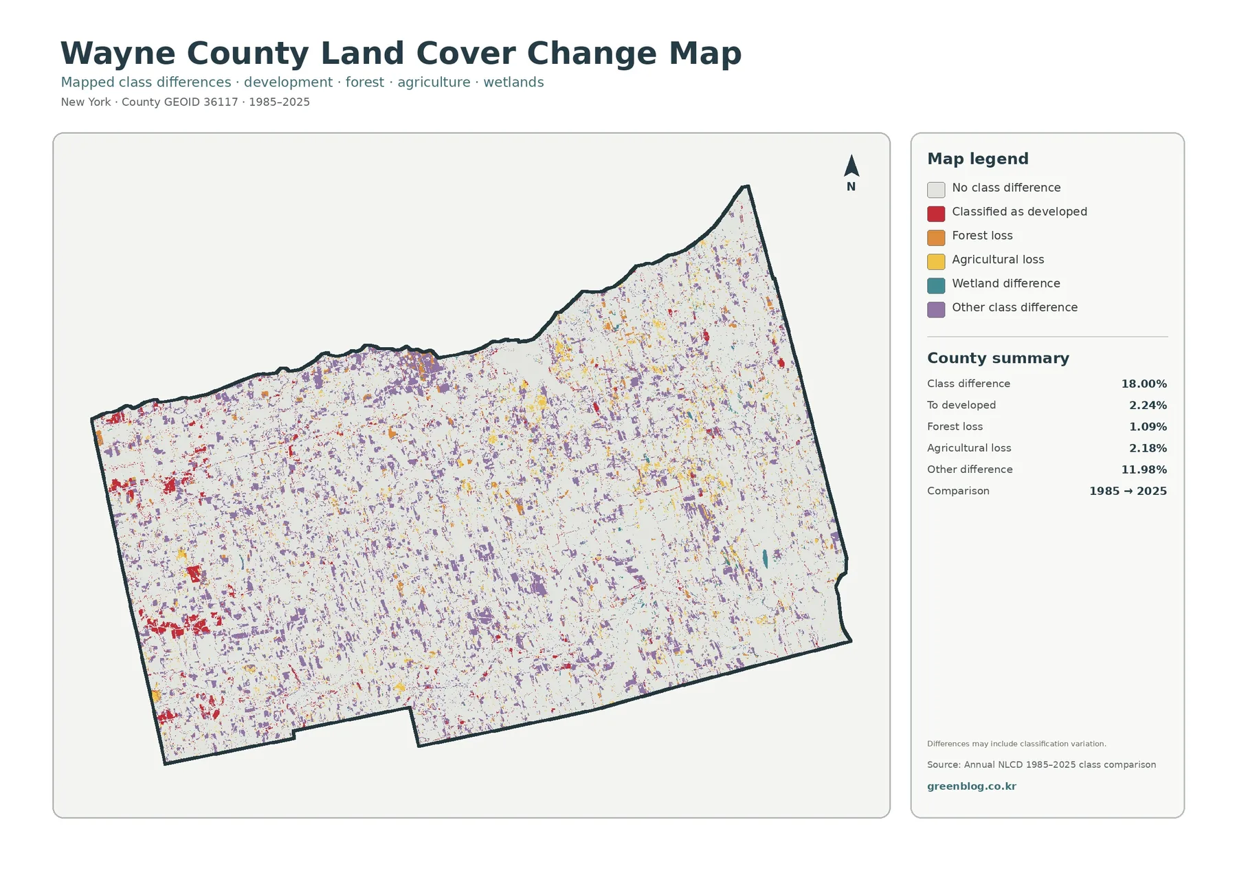Wayne County land cover change map