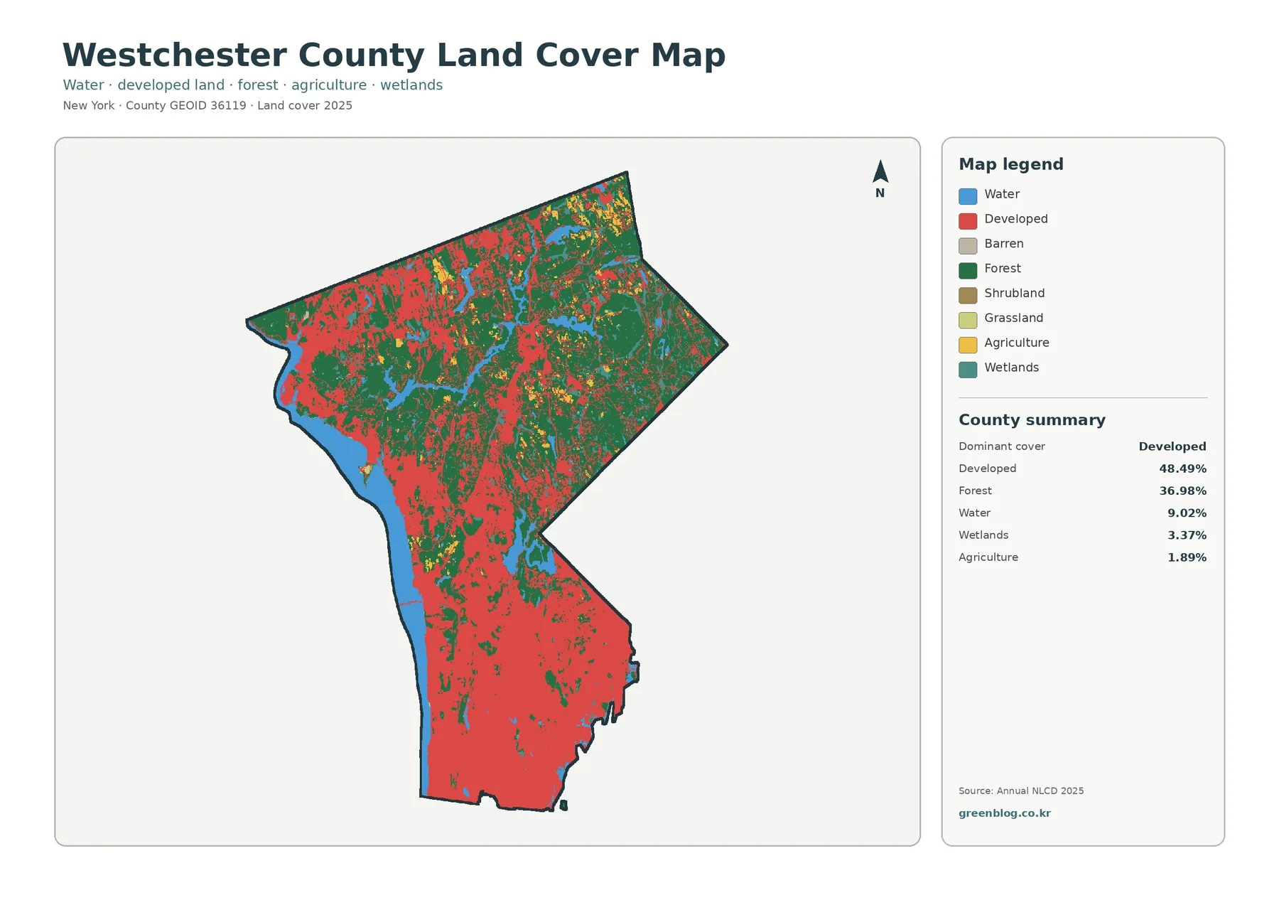 Westchester County 토지 피복 지도