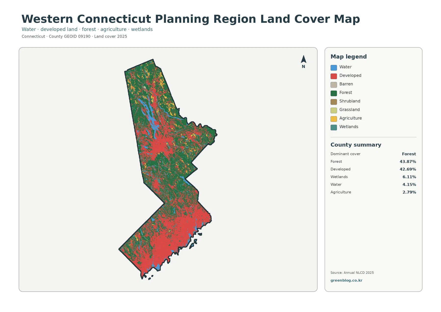 Western Connecticut Planning Region 토지 피복 지도 대표 이미지
