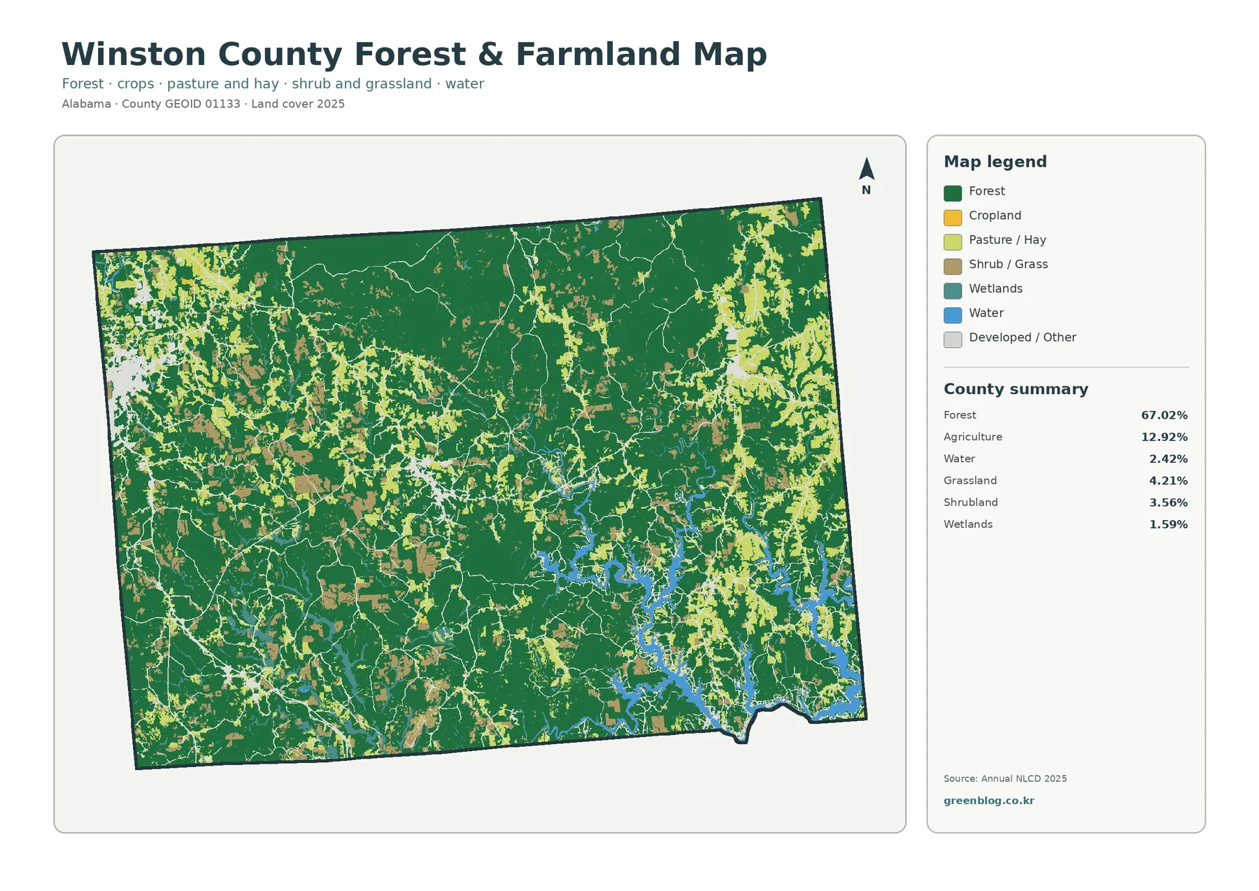 Winston County forest and farmland map