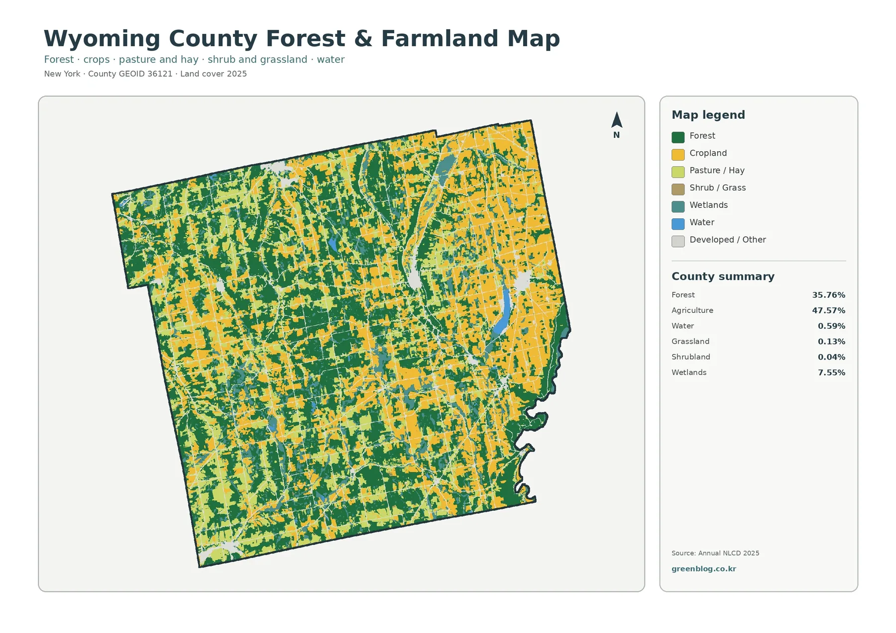Wyoming County forest and farmland map