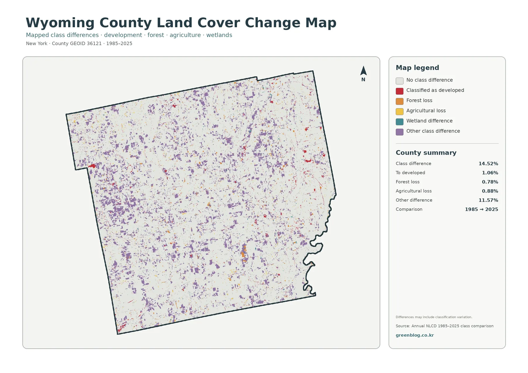 Wyoming County land cover change map