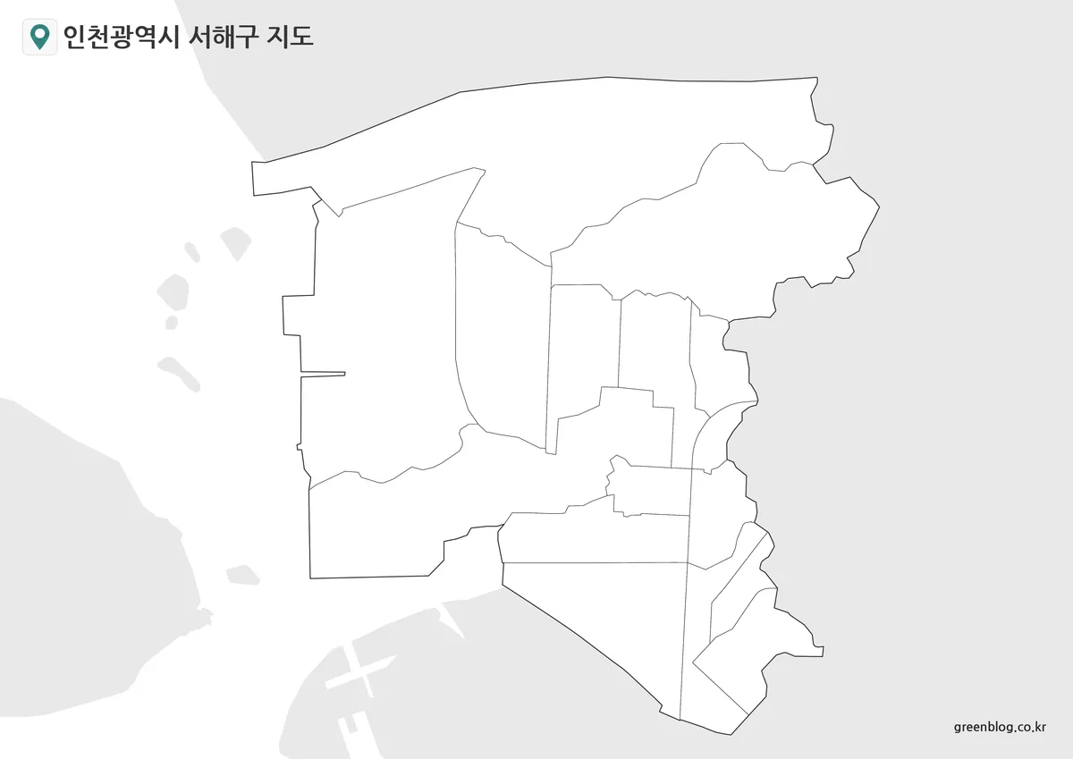 인천광역시 서해구 16개 행정동 윤곽선 지도