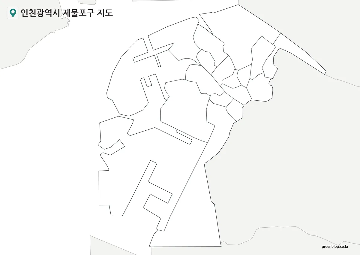 인천광역시 제물포구 행정동 경계 윤곽선 지도