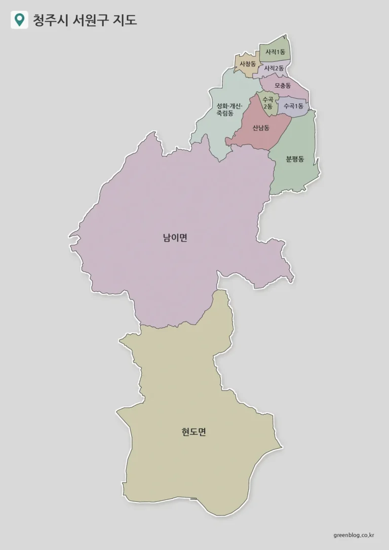 청주시 서원구 지도 3종｜동·면 경계를 한눈에 보는 A3 출력 자료