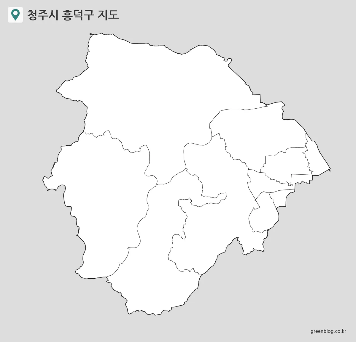 청주시 흥덕구 윤곽선 지도 읍·면·동 행정구역 경계선