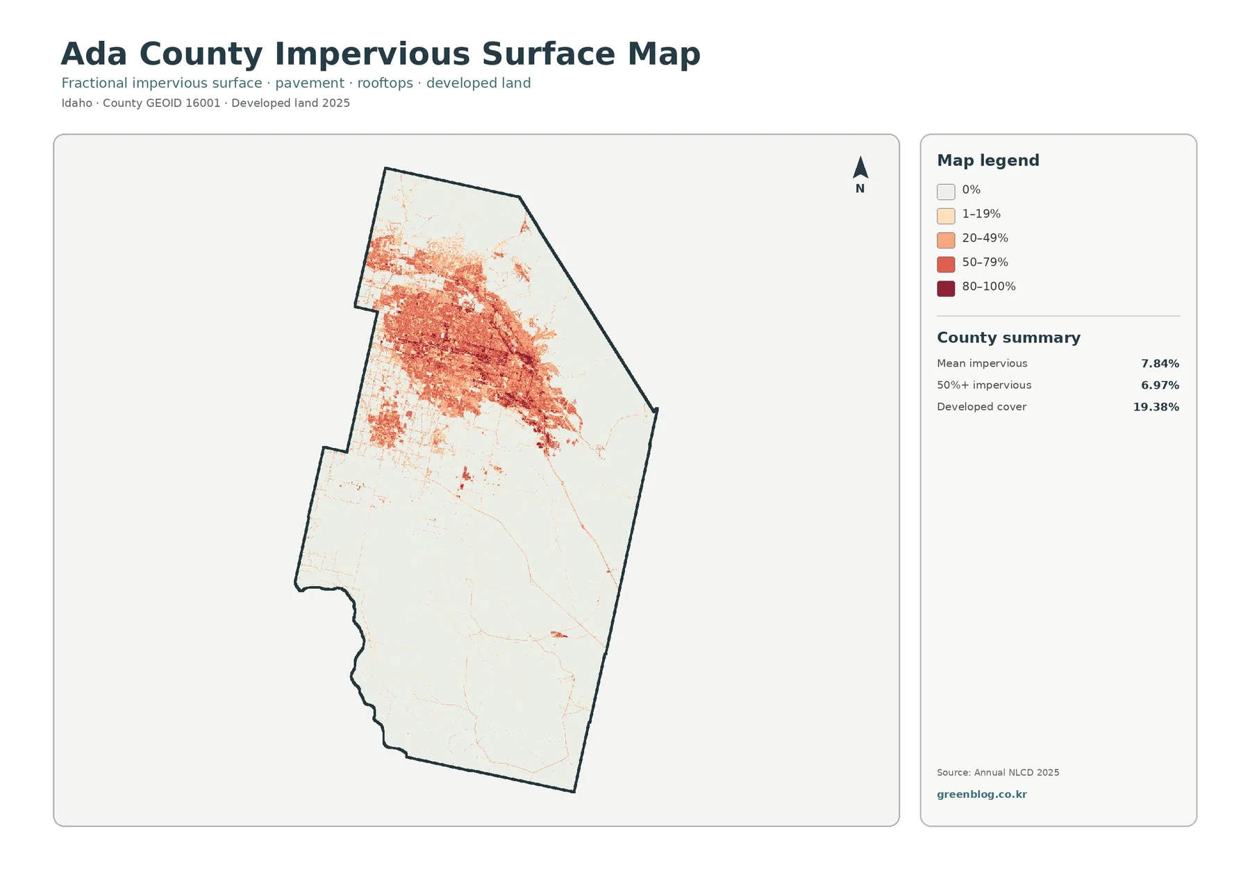 Ada County impervious surface and developed land map