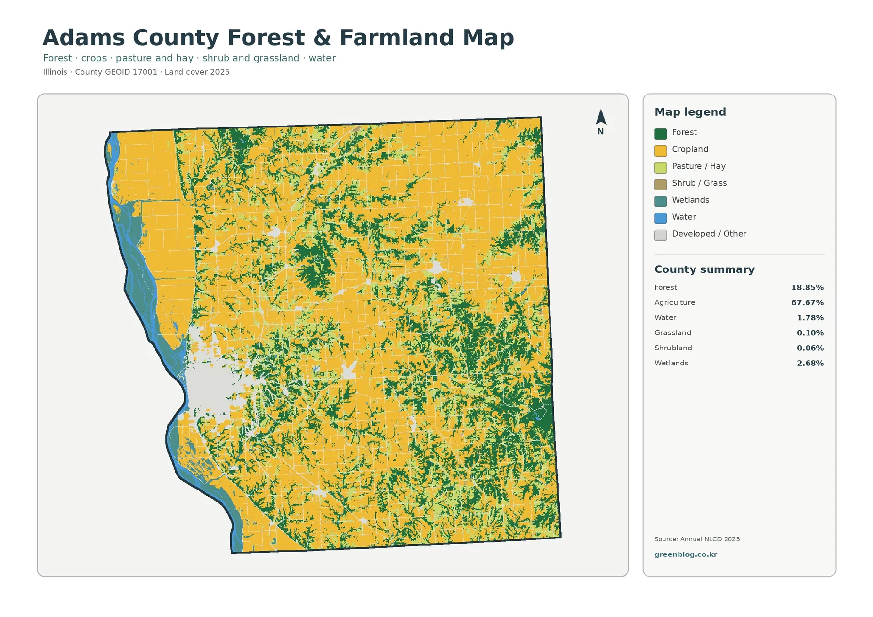 Adams County forest and farmland map