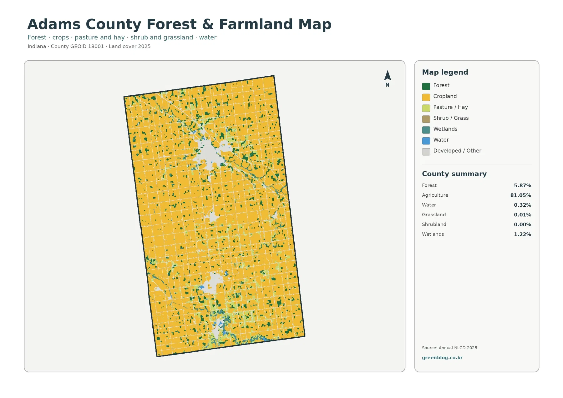 Adams County forest and farmland map