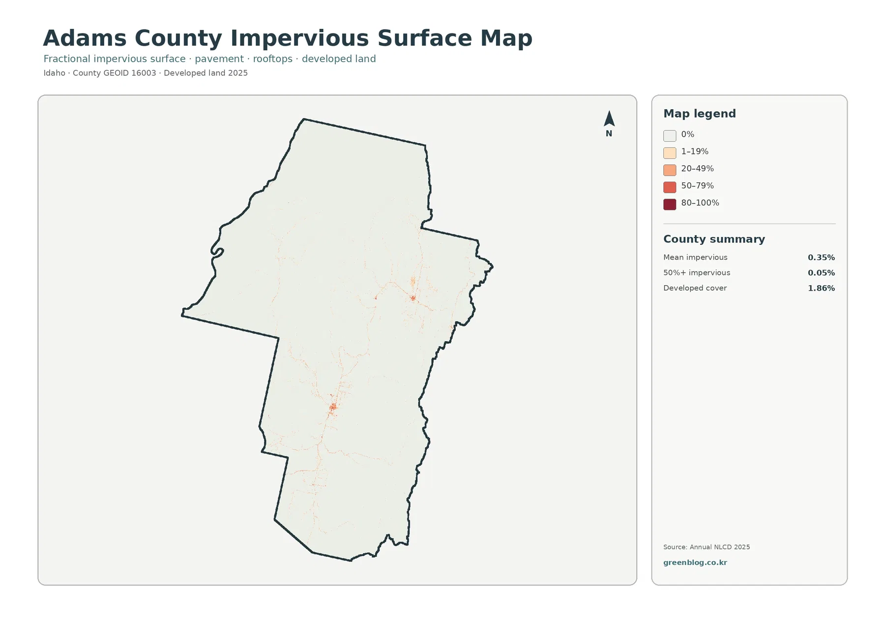 County impervious surface and developed land map