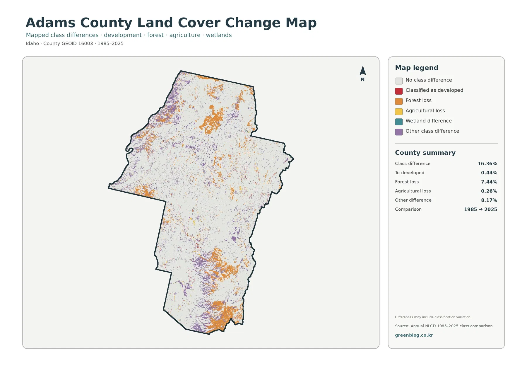 County land cover change map