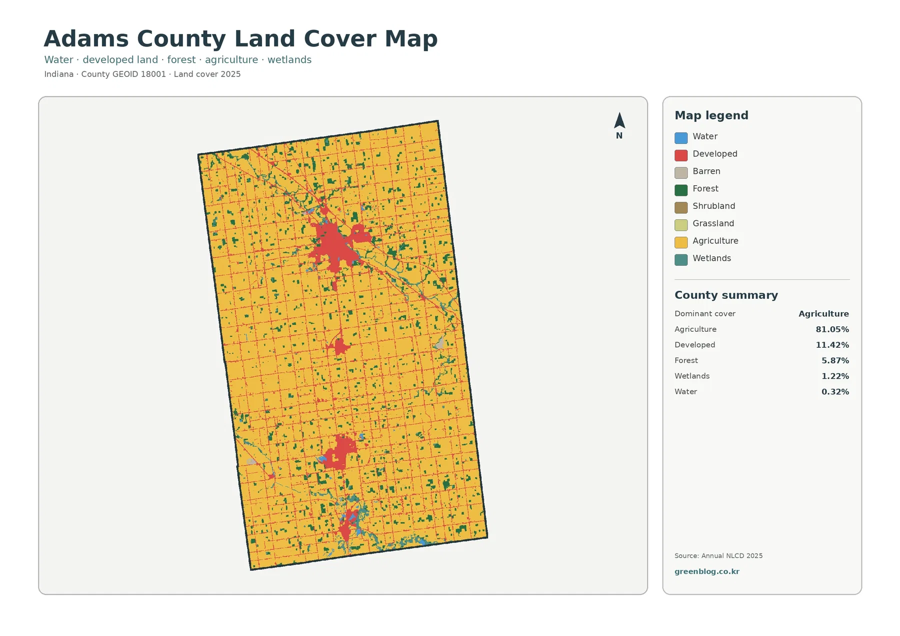 Adams County land cover map