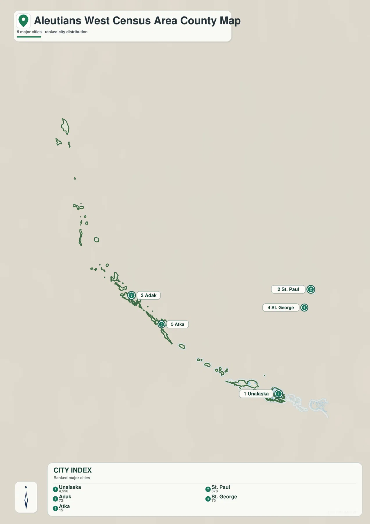 Aleutians West Census Area five-city map