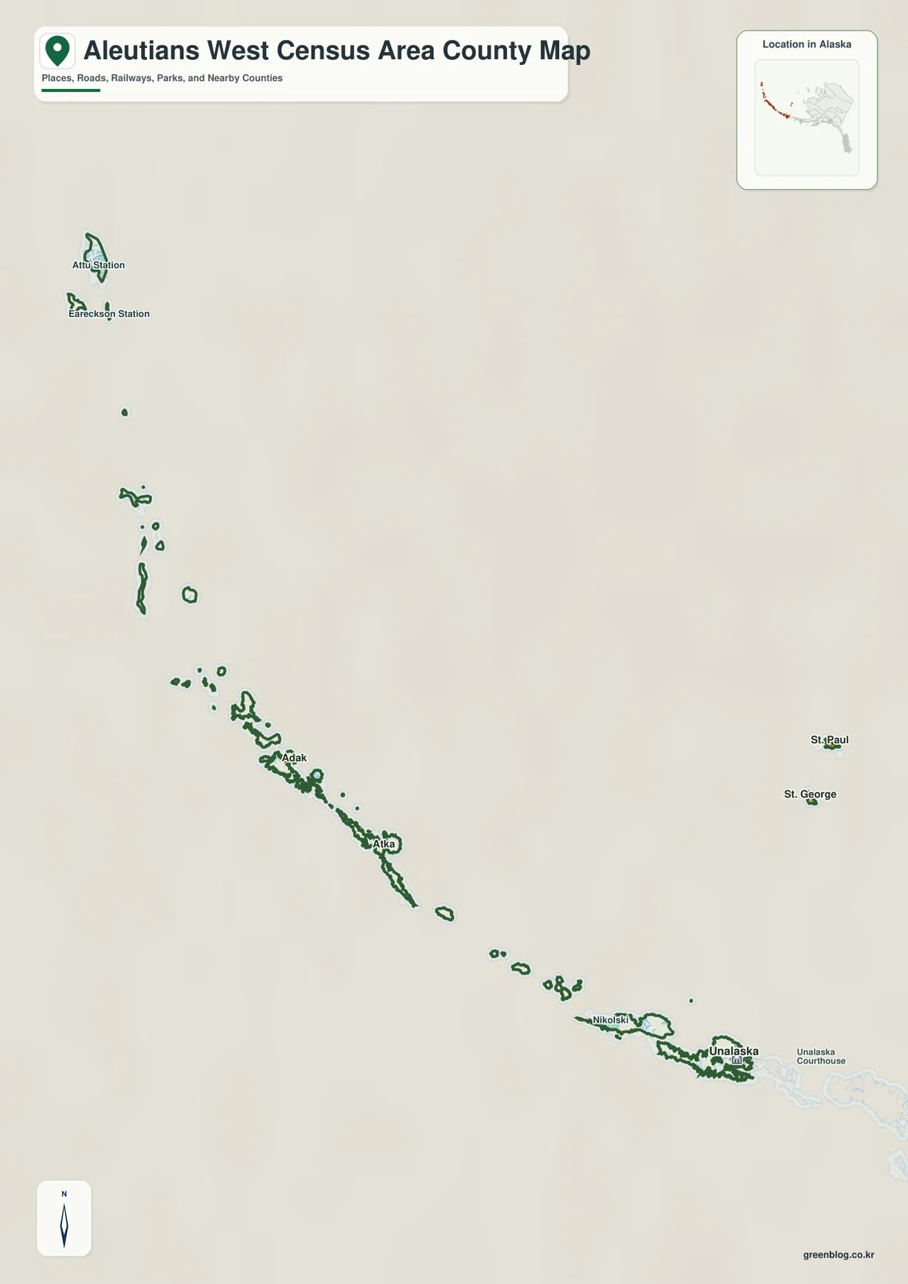 Aleutians West Census Area county map