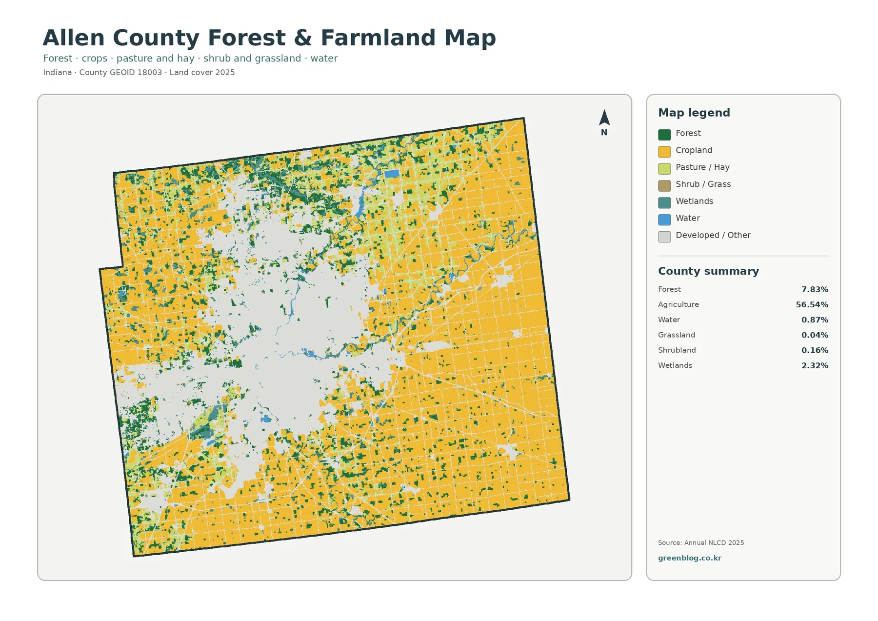 Allen County forest and farmland map