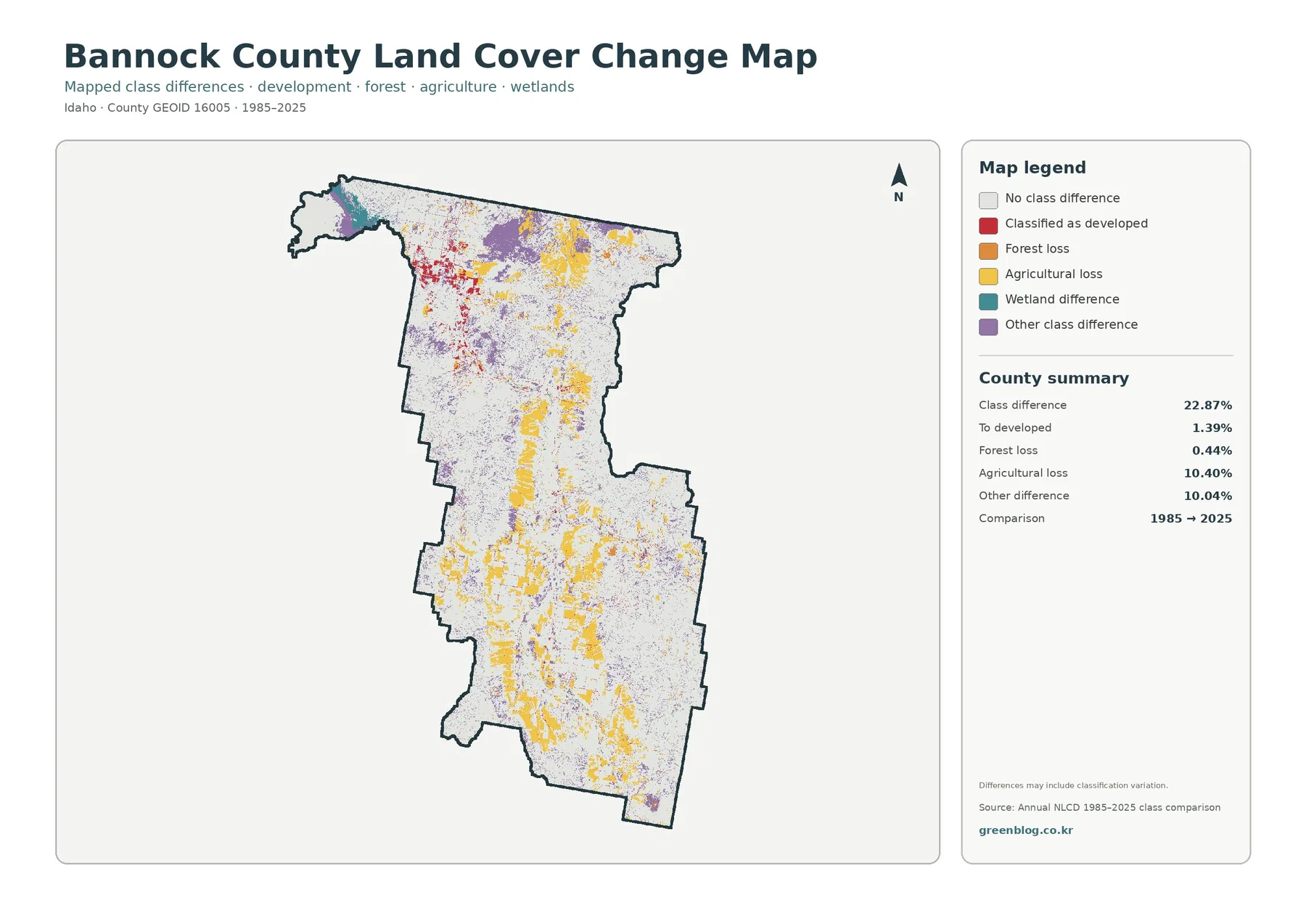 Bannock County land cover change map