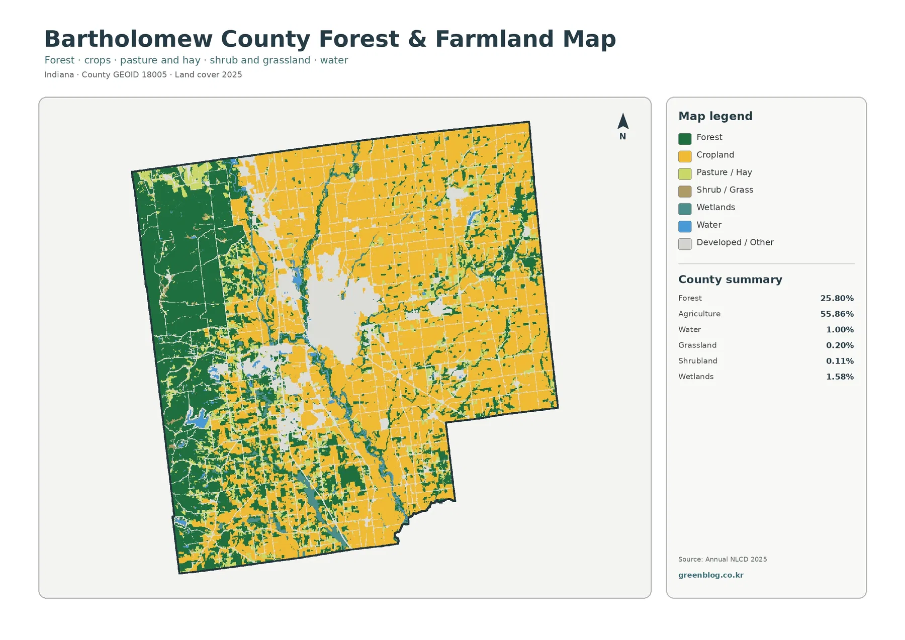 Bartholomew County forest and farmland map