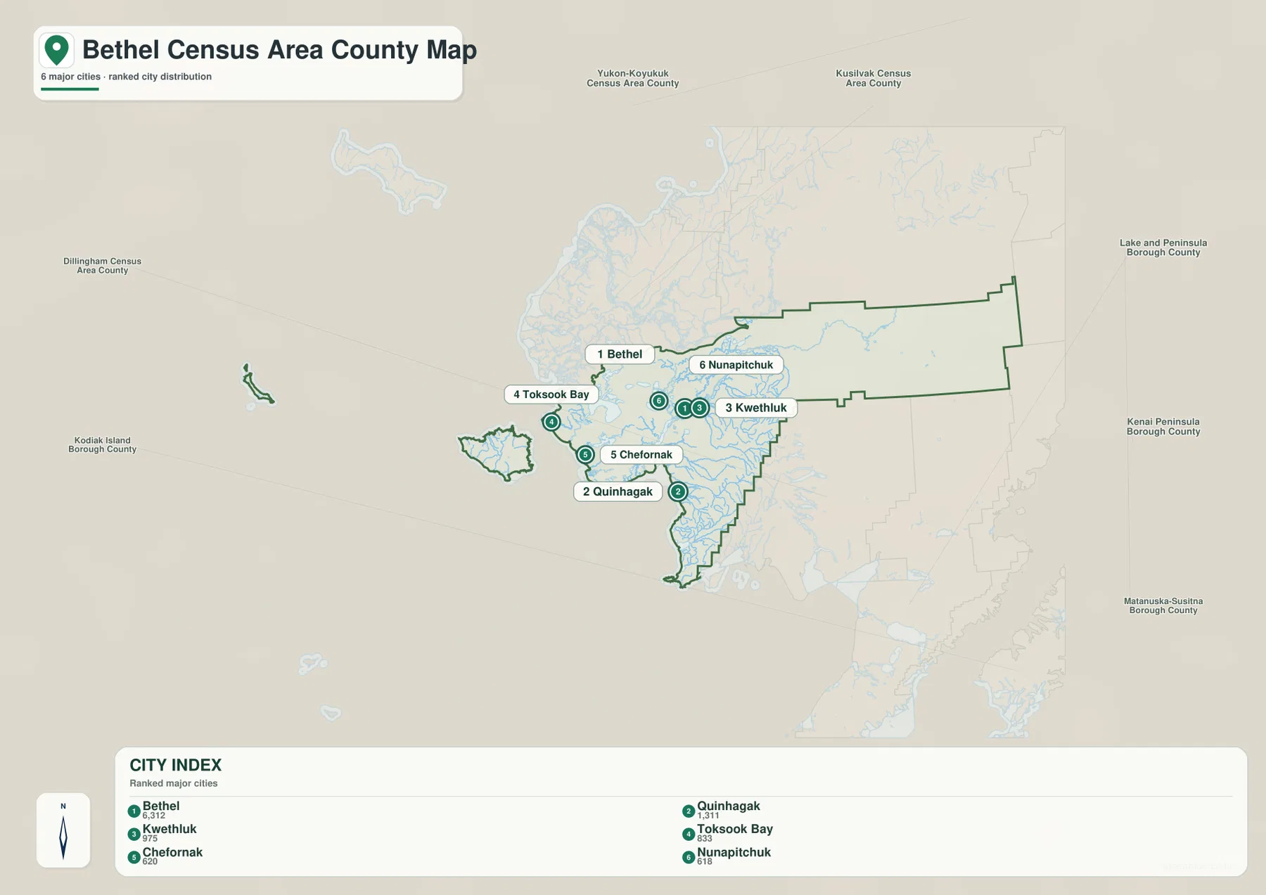 Bethel Census Area city index map
