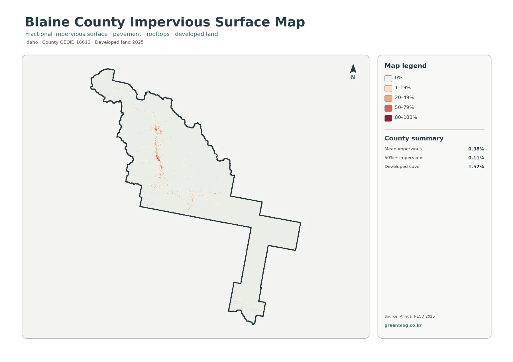 County impervious surface and developed land map