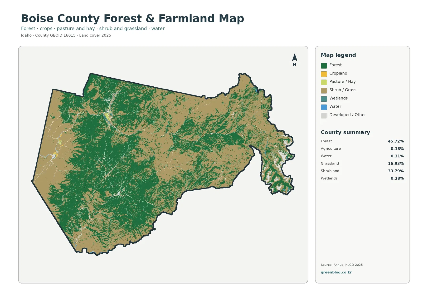 Boise County forest and farmland map