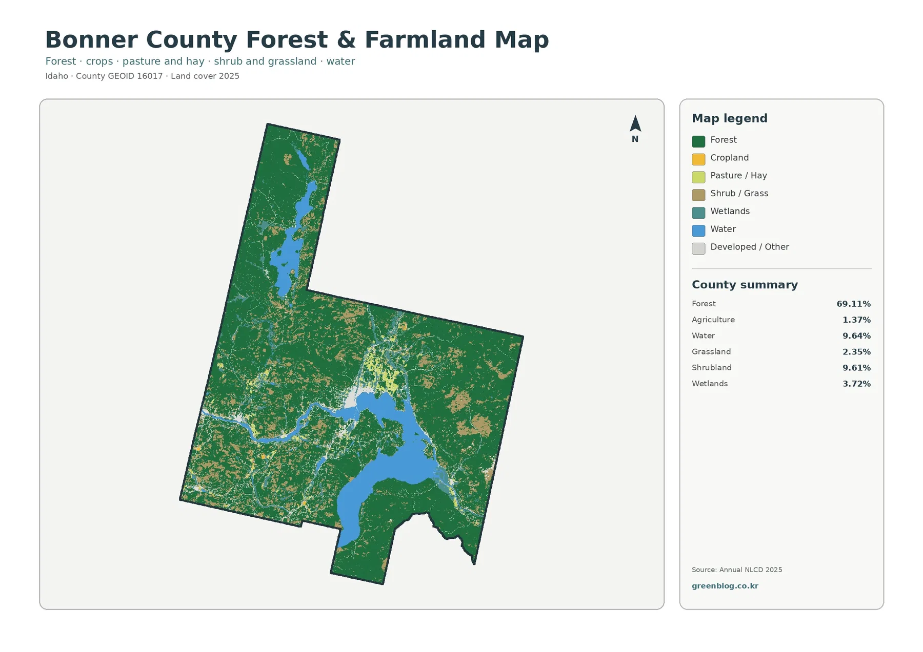 Bonner County forest and farmland map