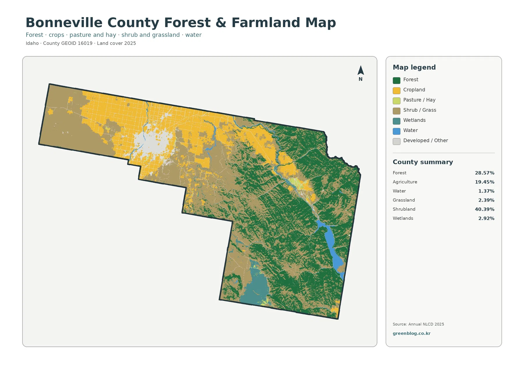 Bonneville County forest and farmland map