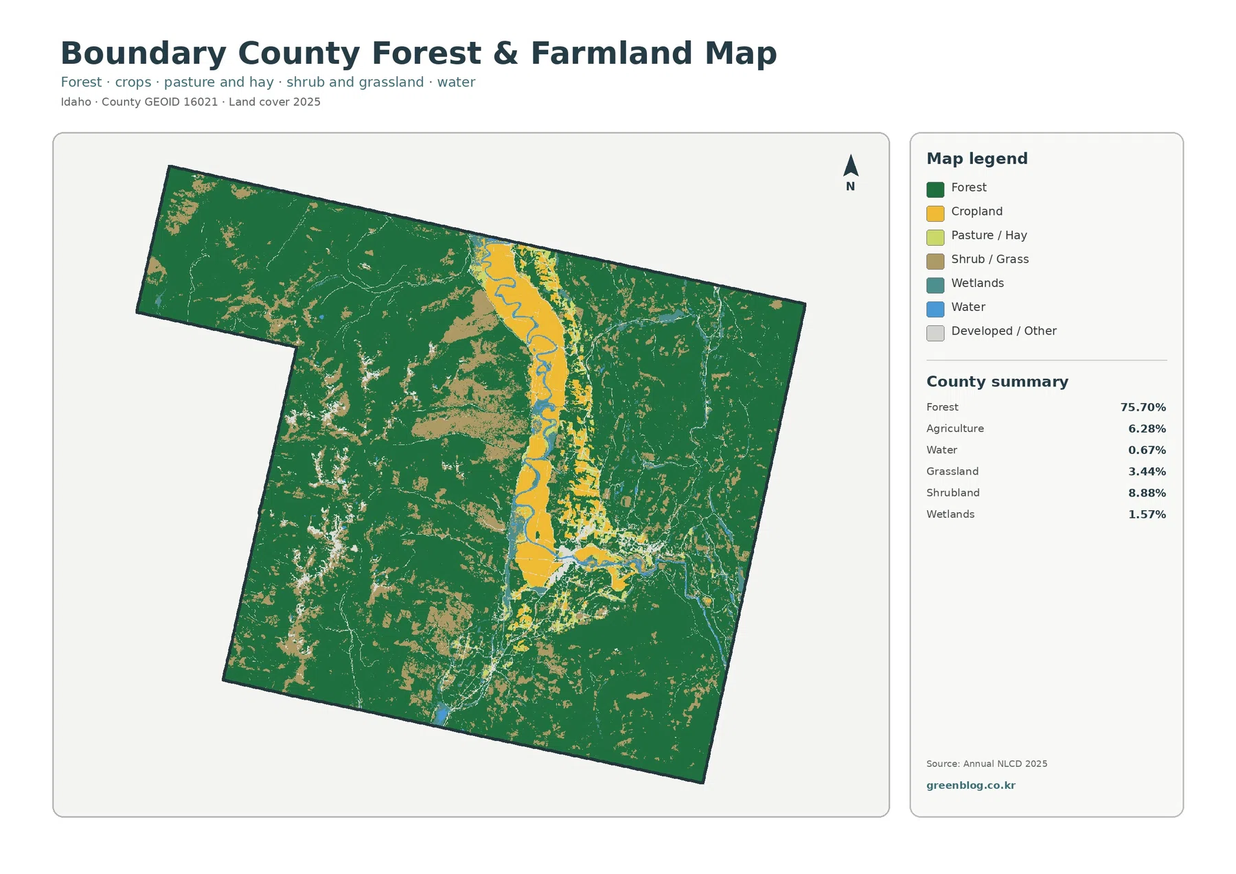 Boundary County forest and farmland map