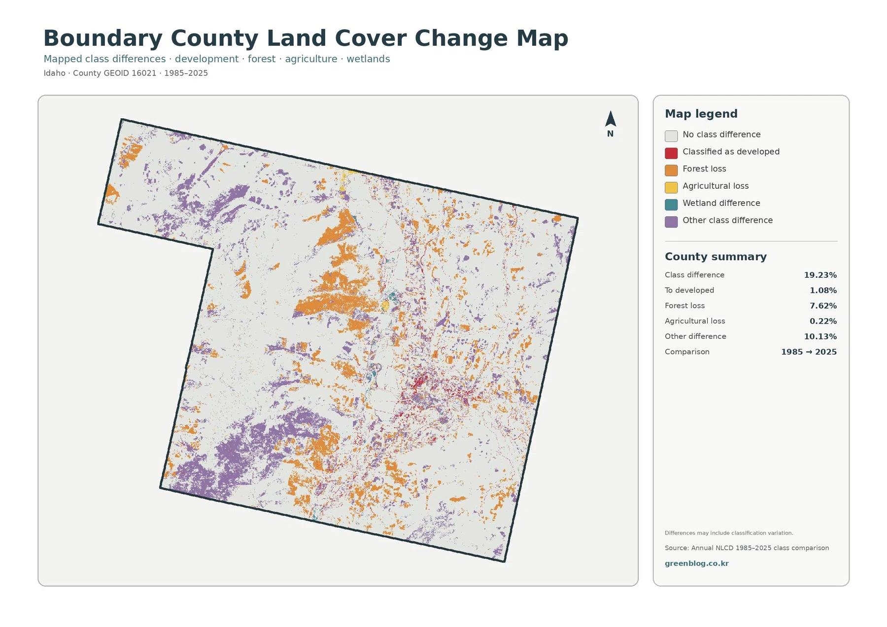 Boundary County land cover change map