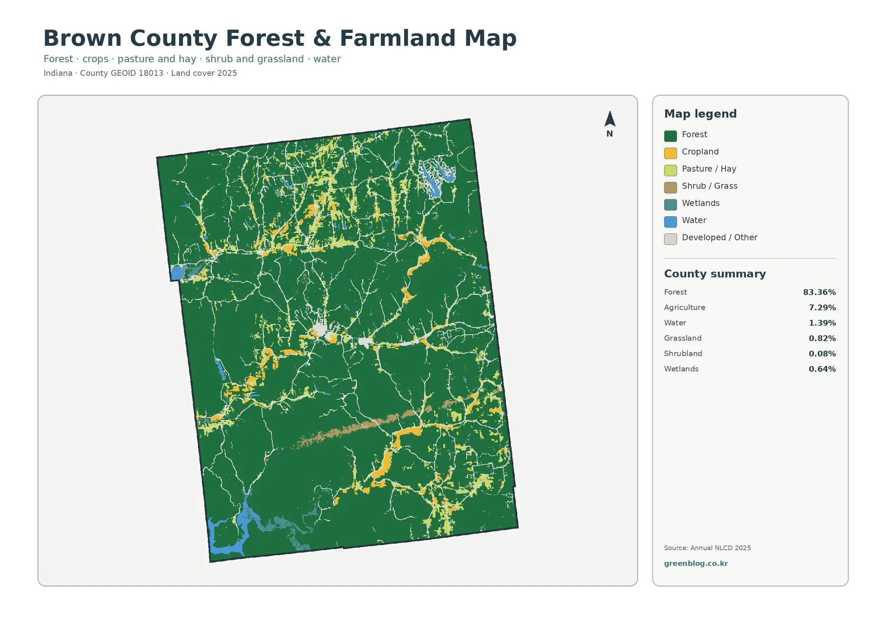 Brown County forest and farmland map