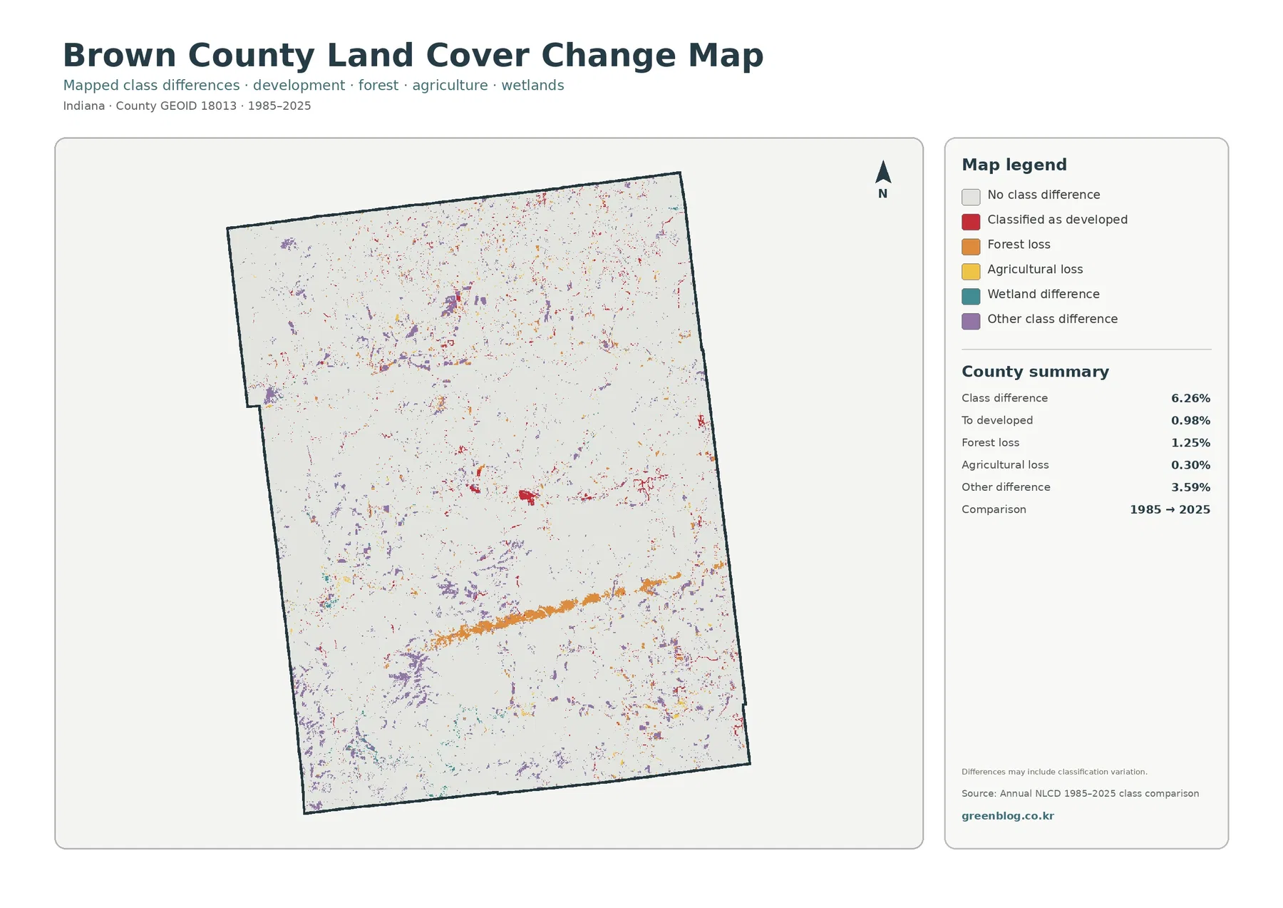 Brown County land cover change map