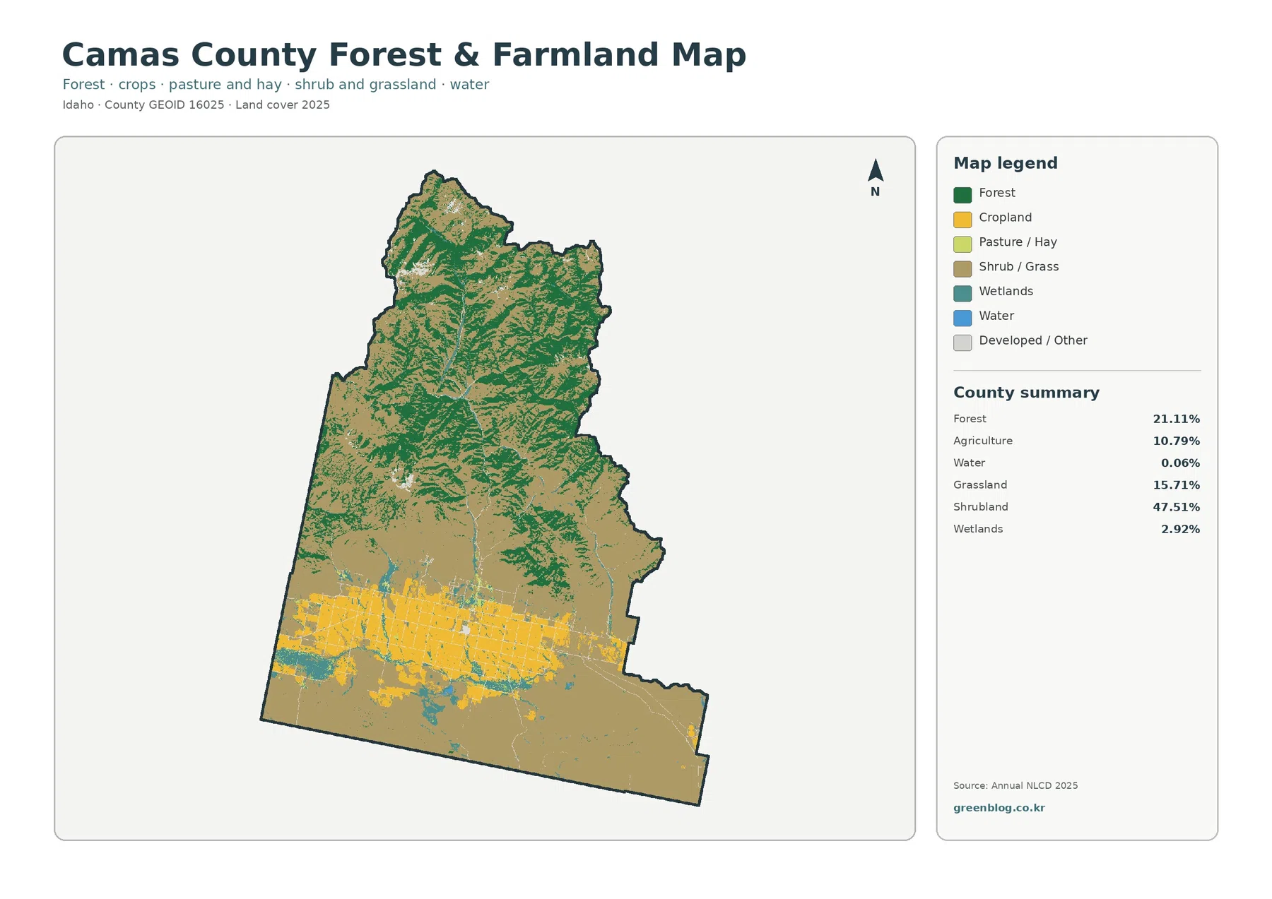 Camas County forest and farmland map