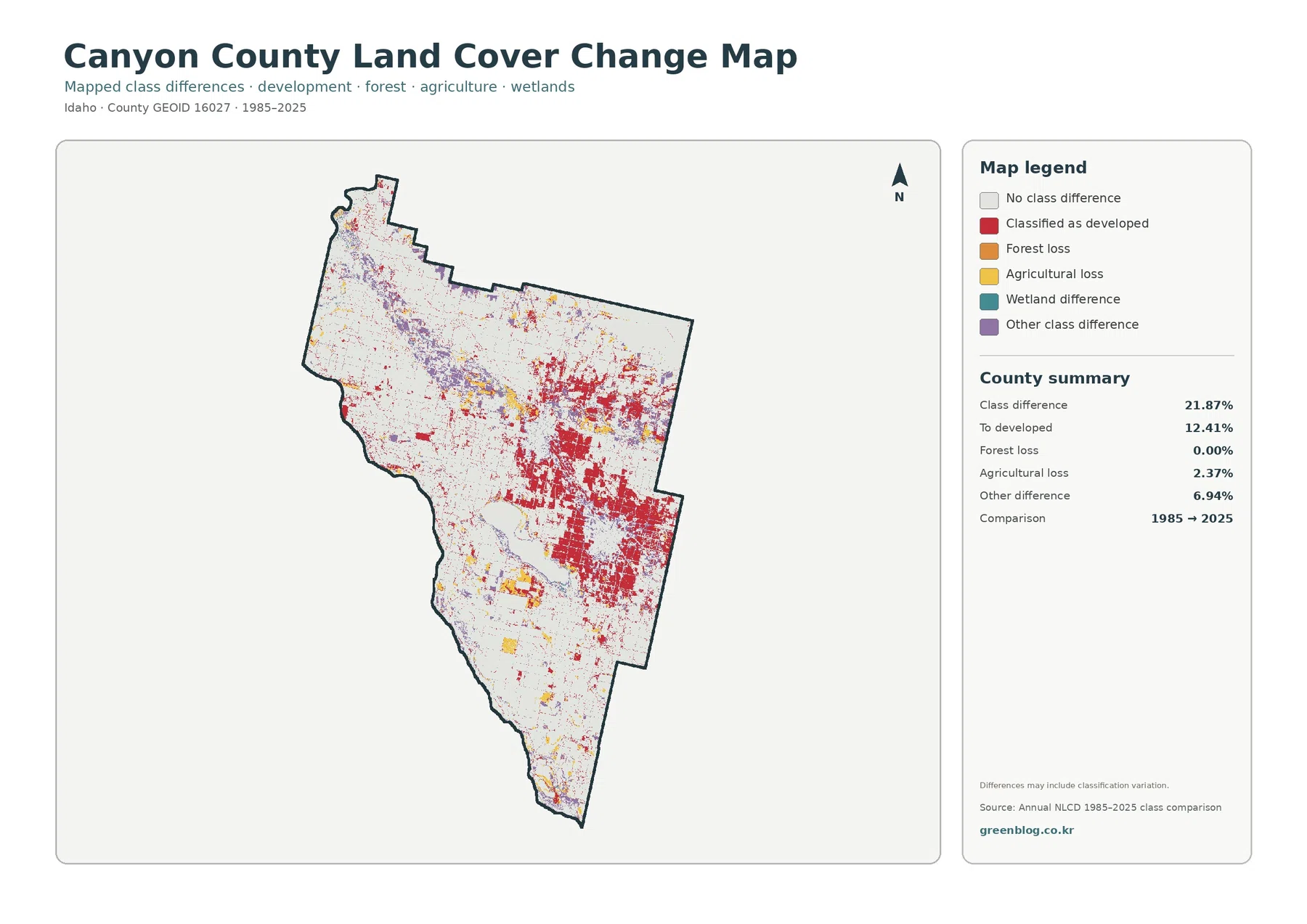 Canyon County land cover change map