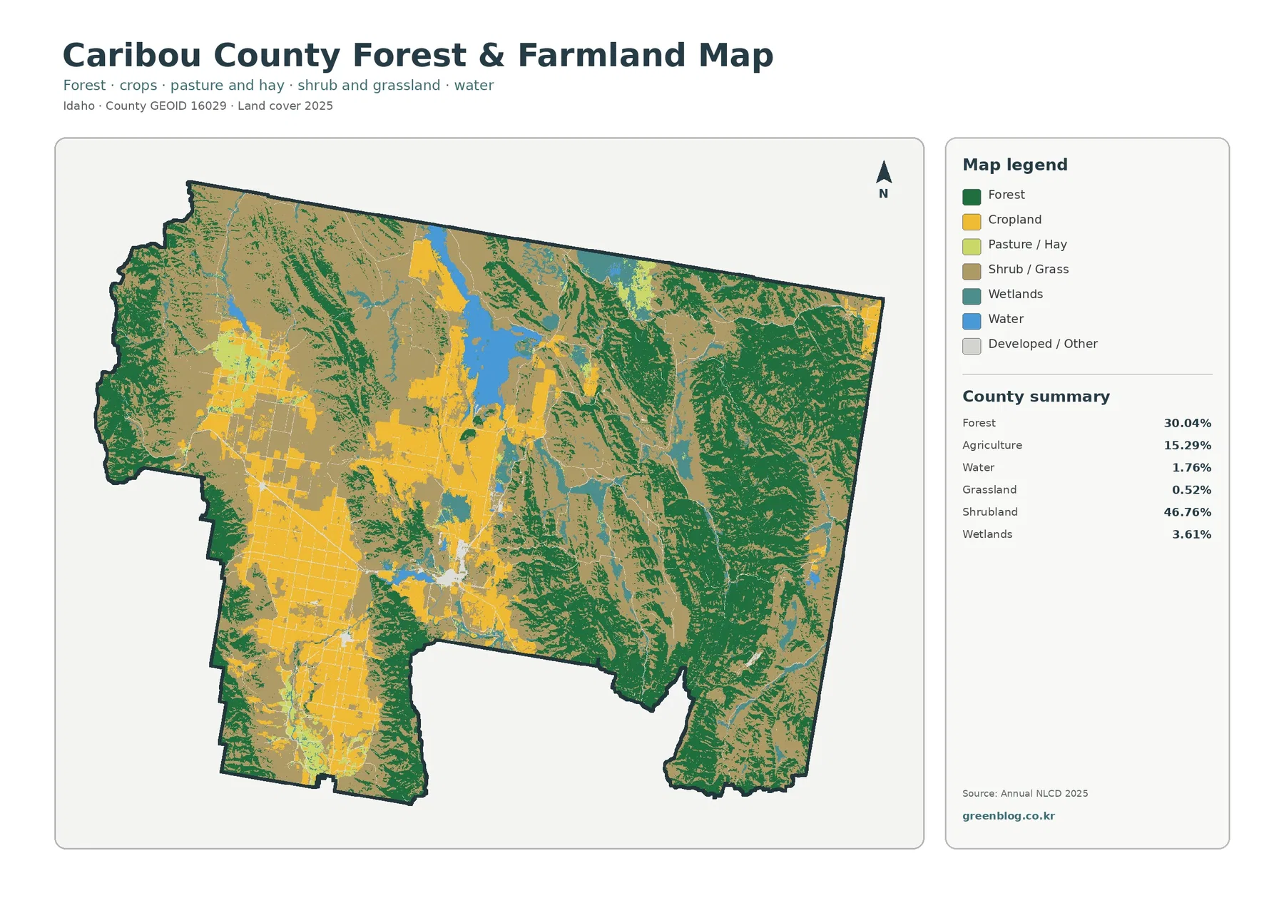 Caribou County forest and farmland map