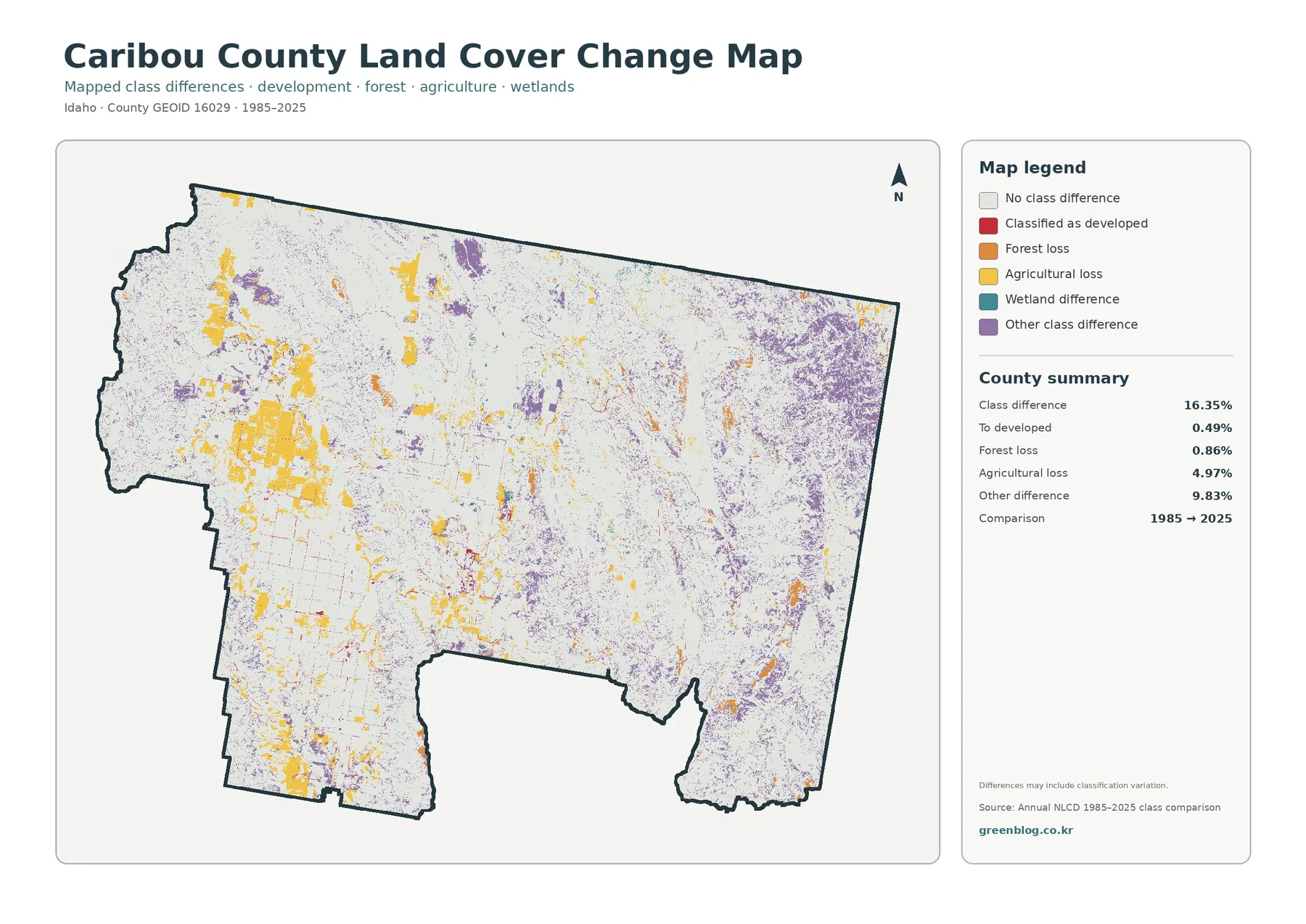 Caribou County land cover change map