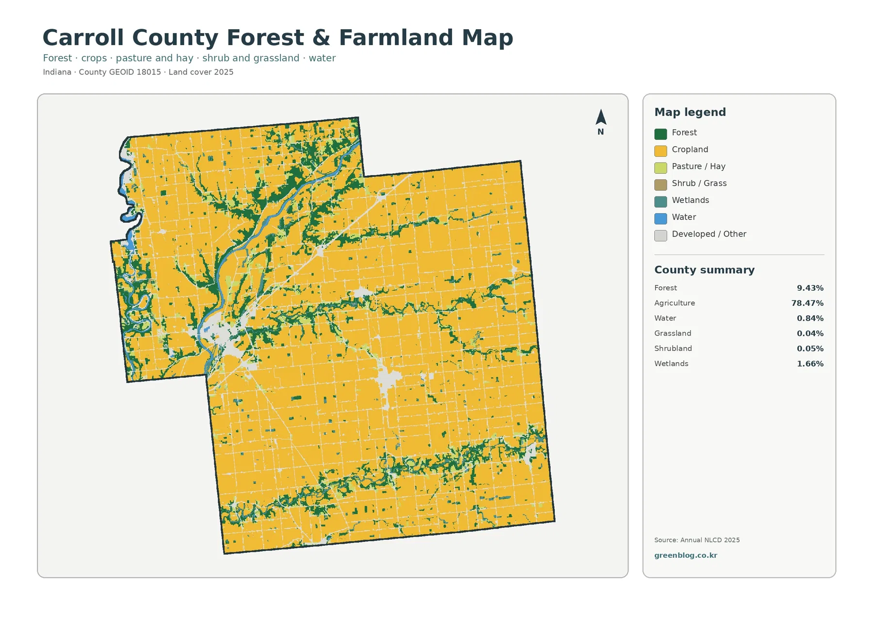 Carroll County forest and farmland map