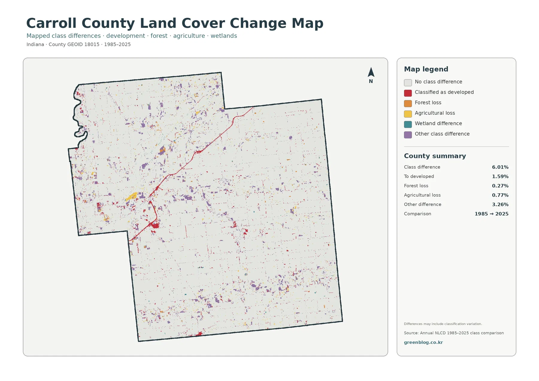 Carroll County land cover change map