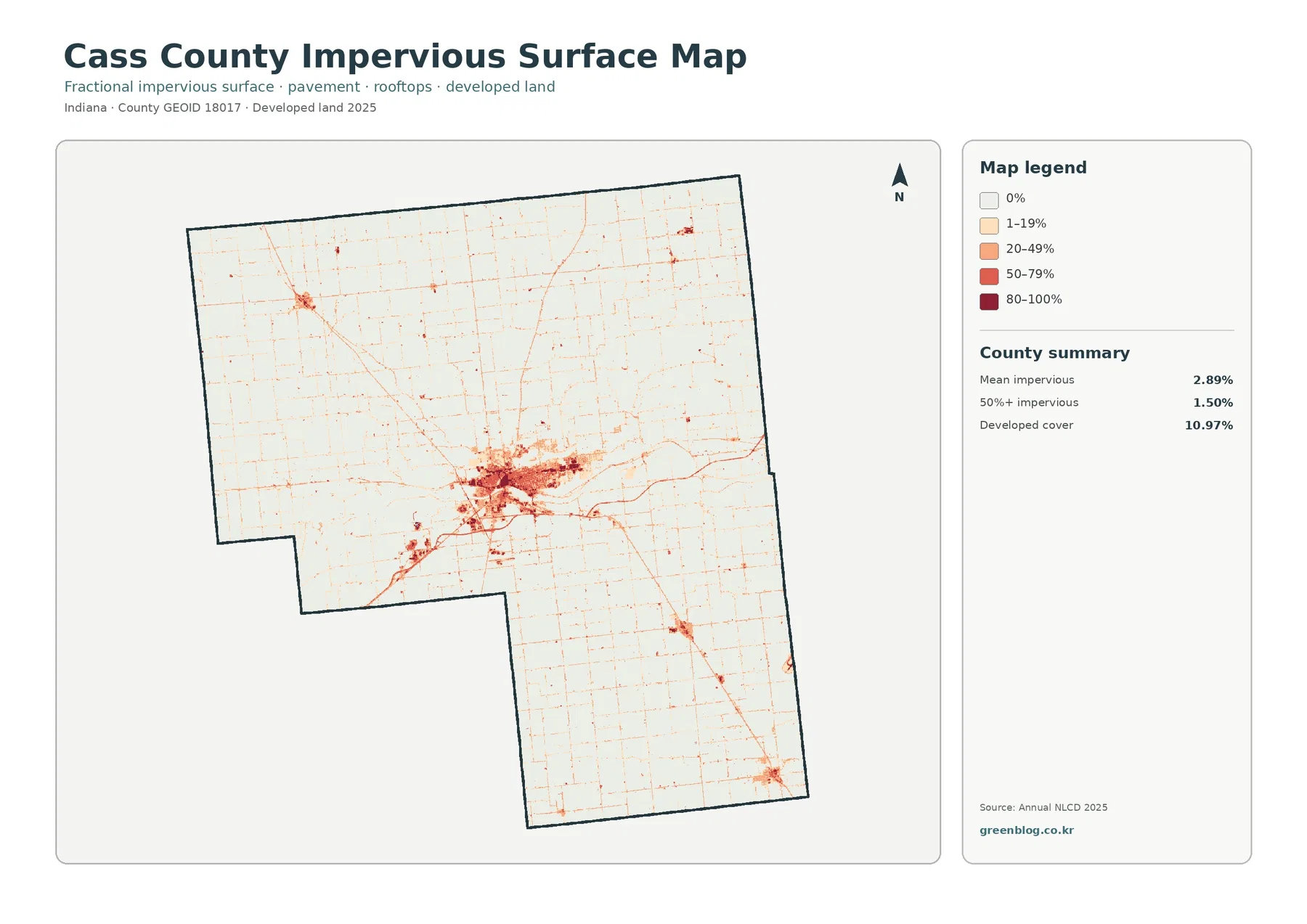 Cass County impervious surface and developed land map