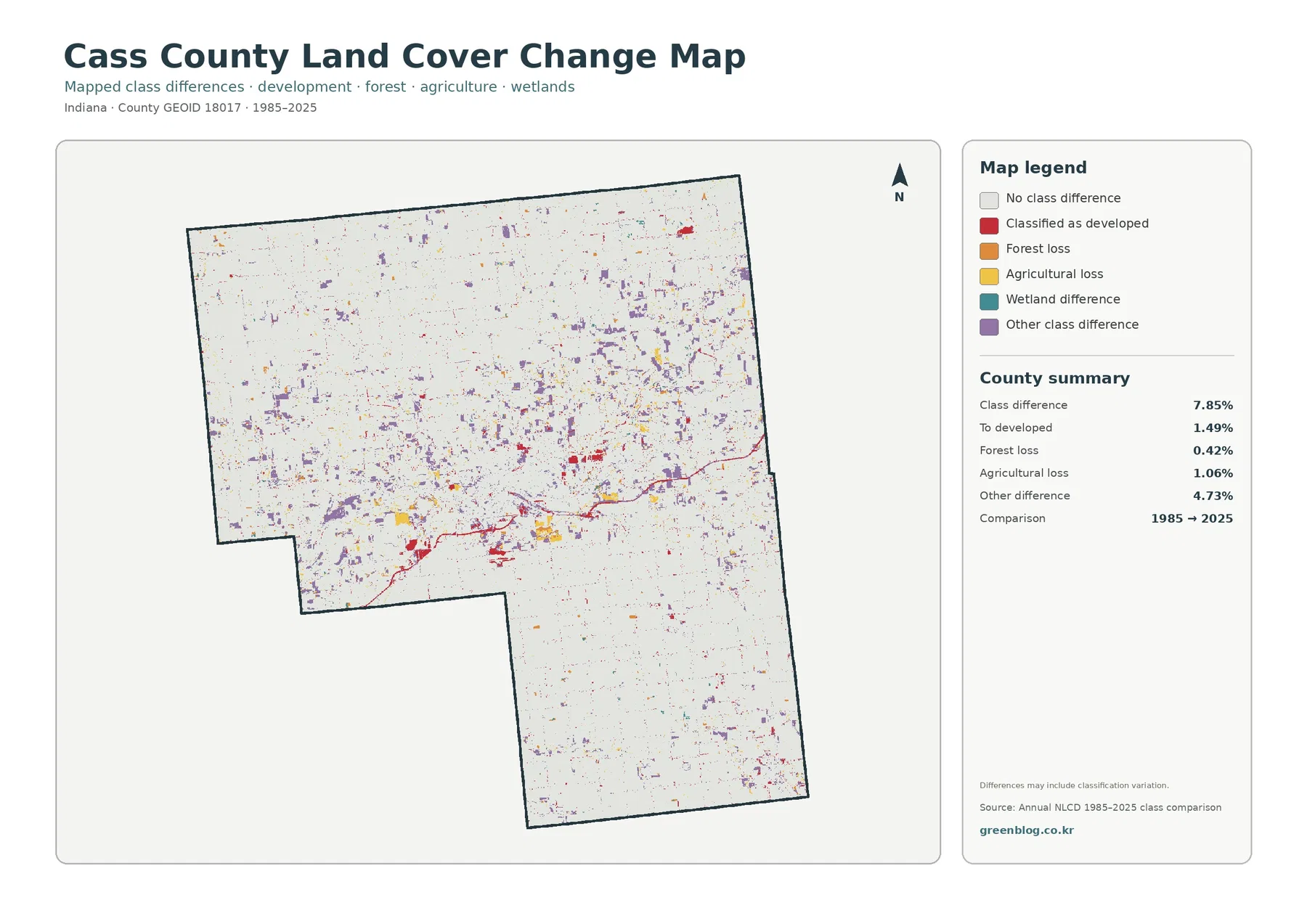 Cass County land cover change map