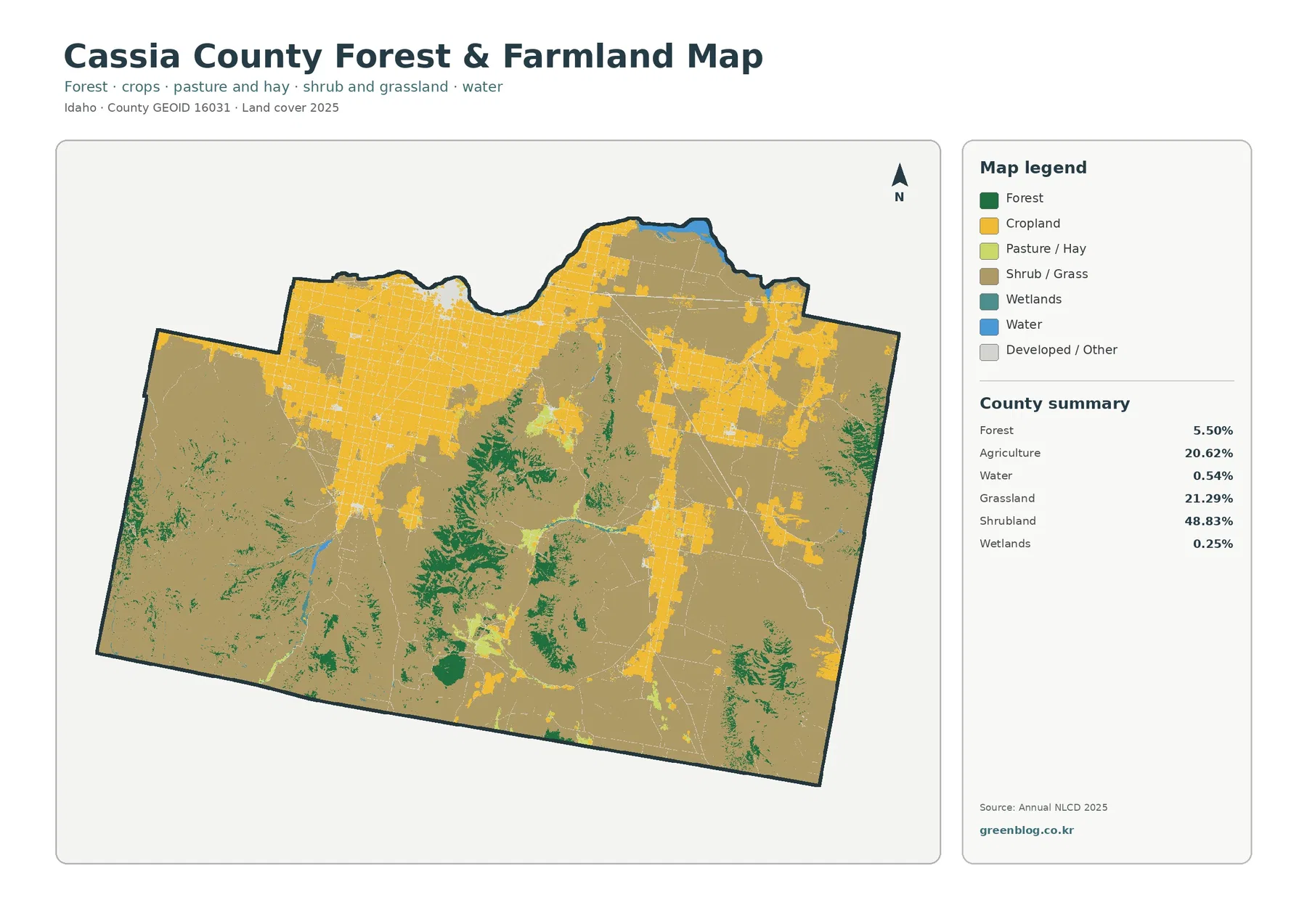 Cassia County forest and farmland map