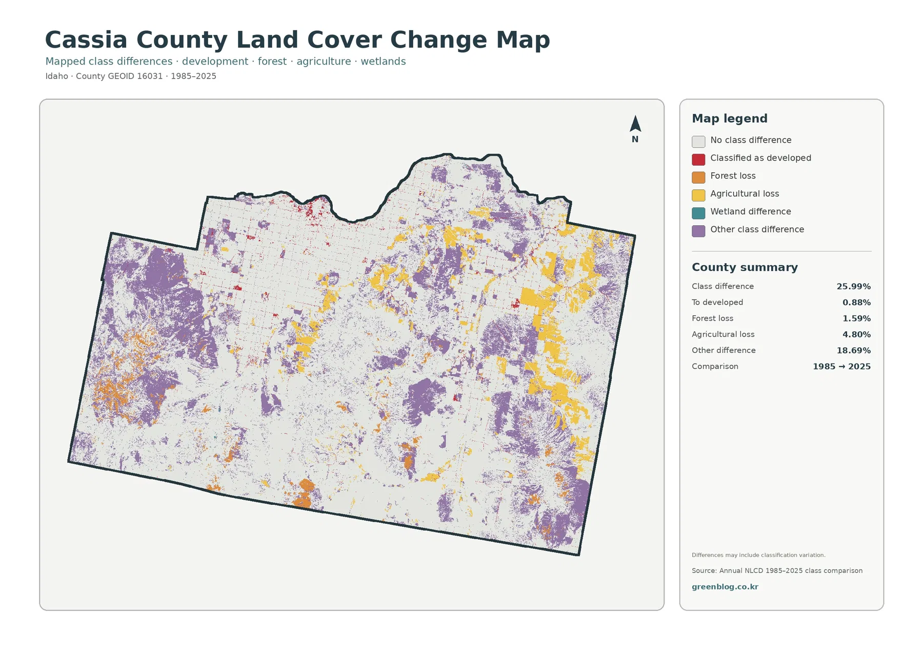 Cassia County land cover change map