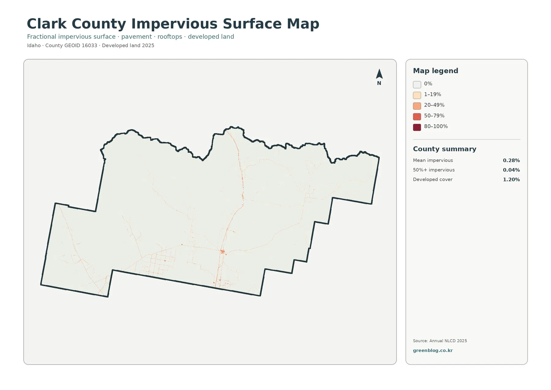 Clark County impervious surface and developed land map