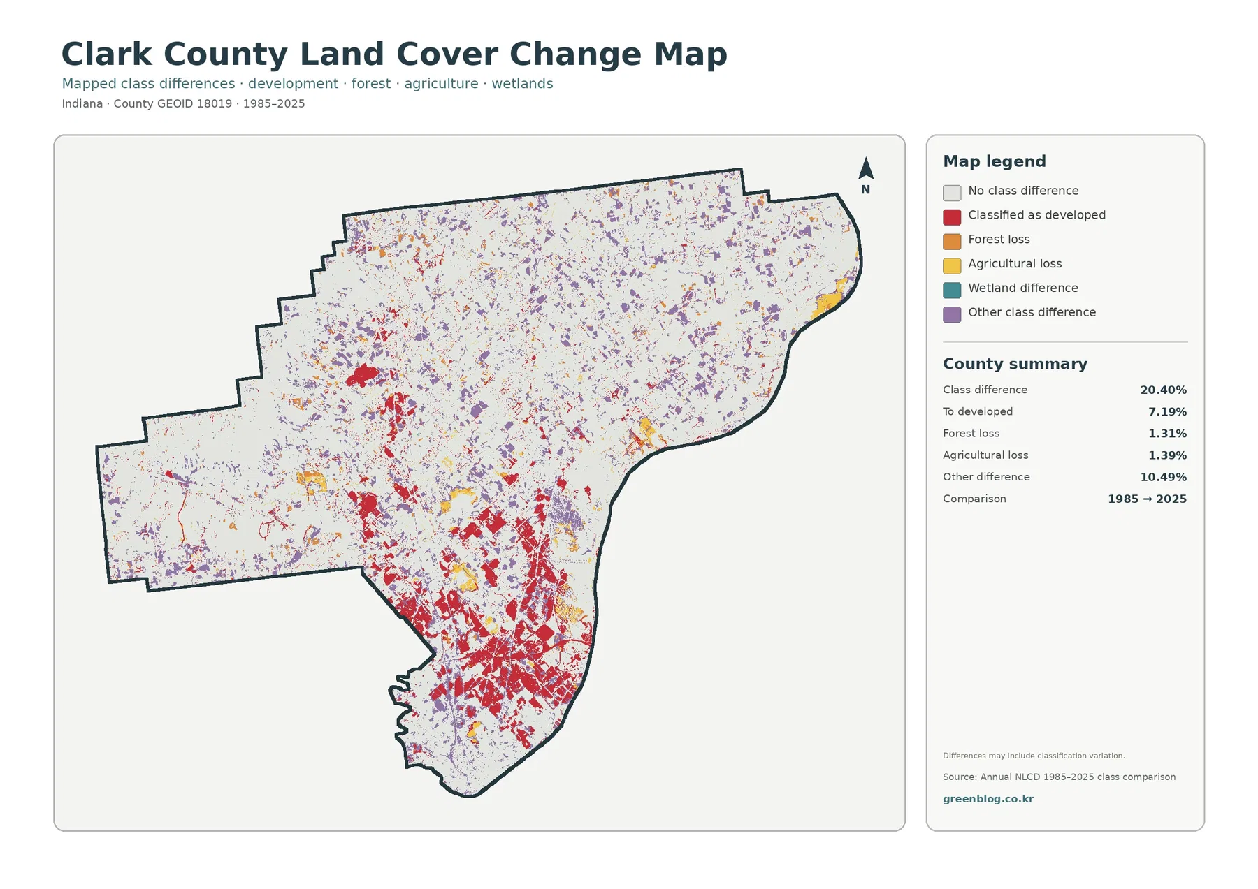 Clark County land cover change map