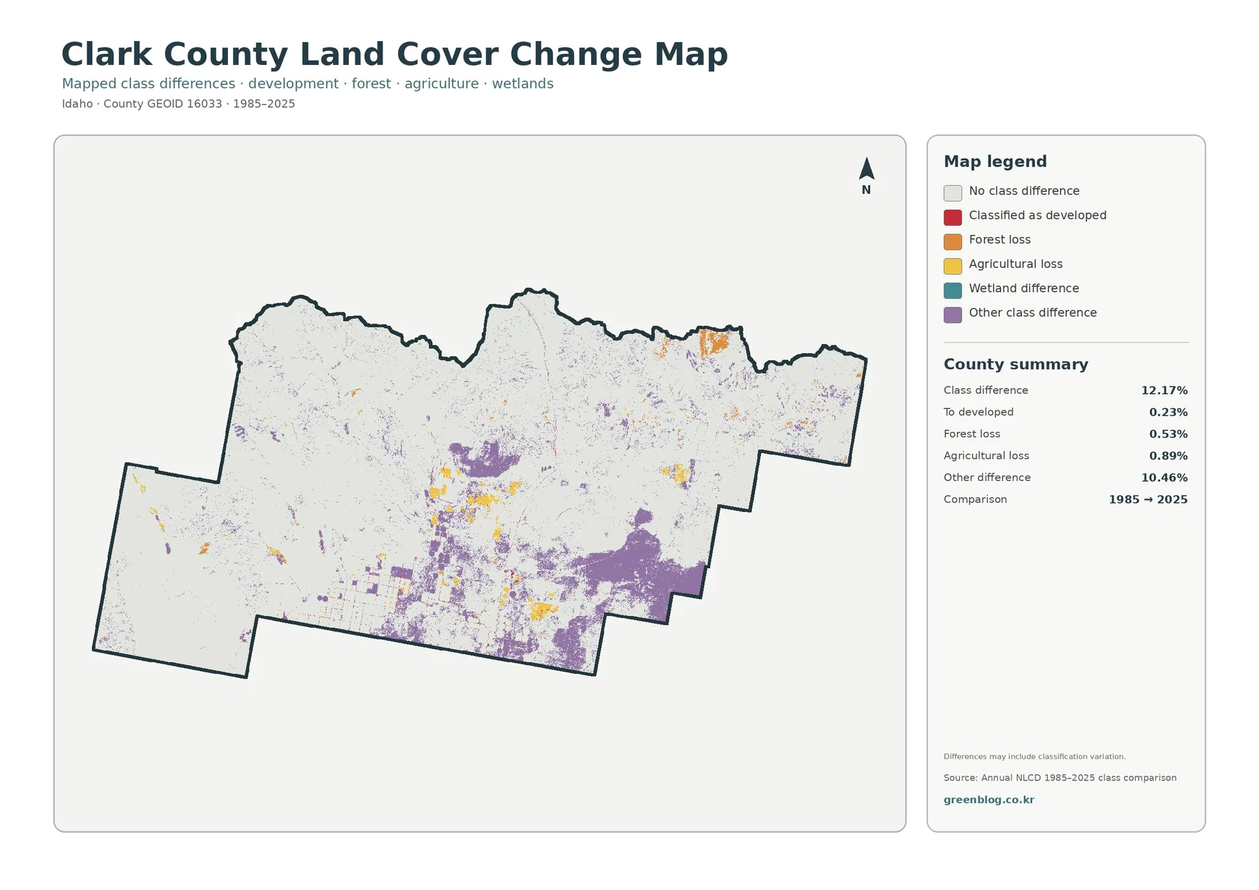 Clark County land cover change map