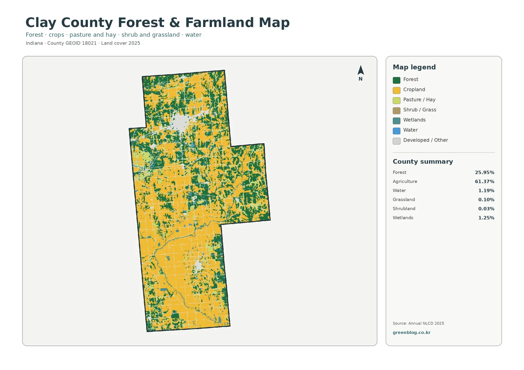 Clay County forest and farmland map